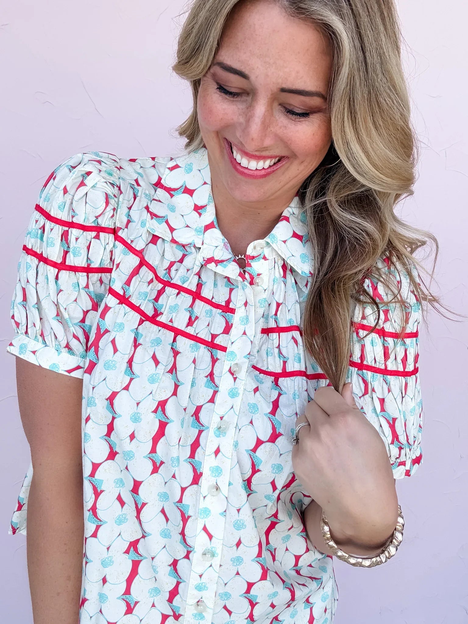 Poppy Petal Button Down