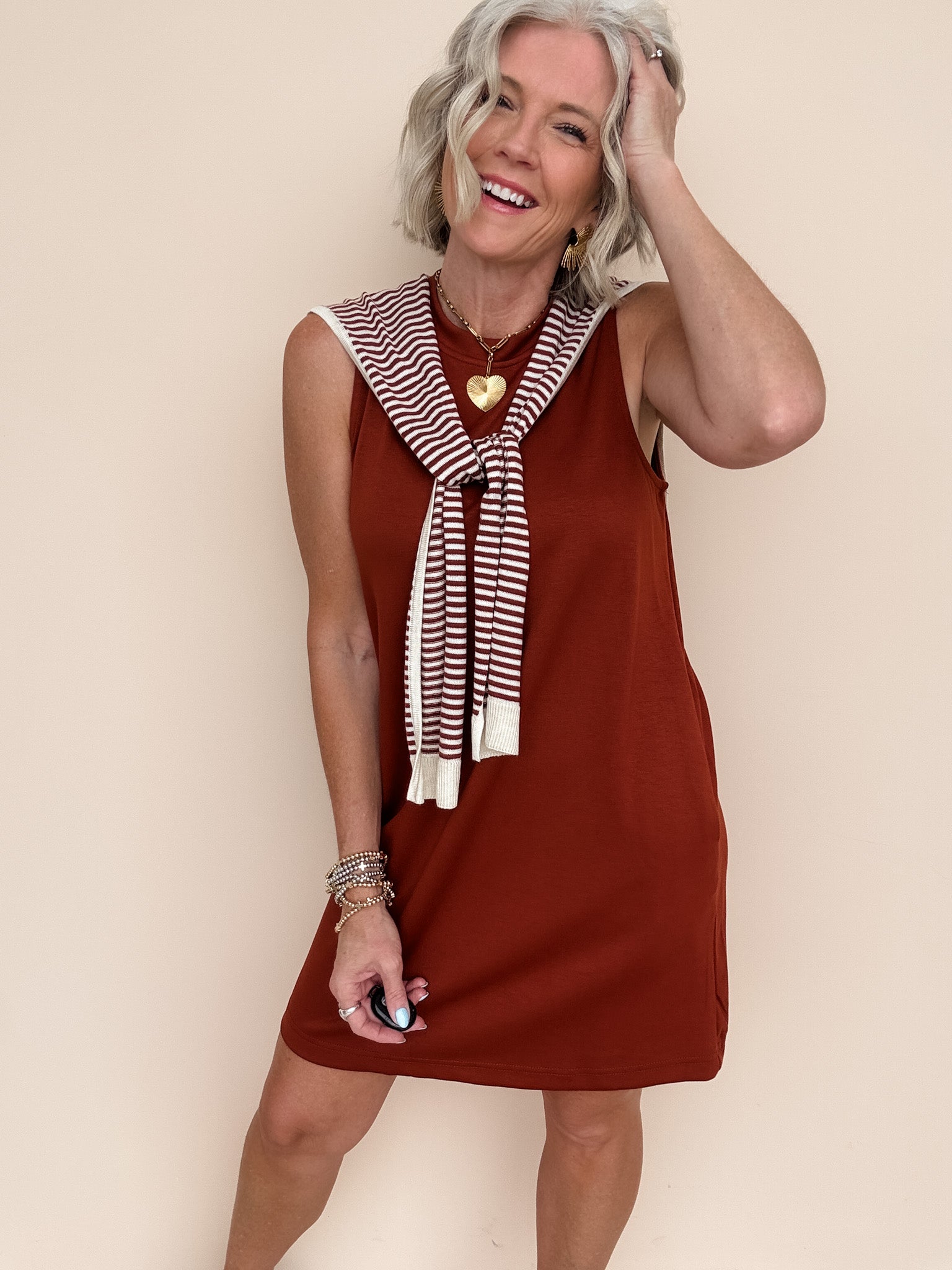 Cambridge Tie Dress | Rust