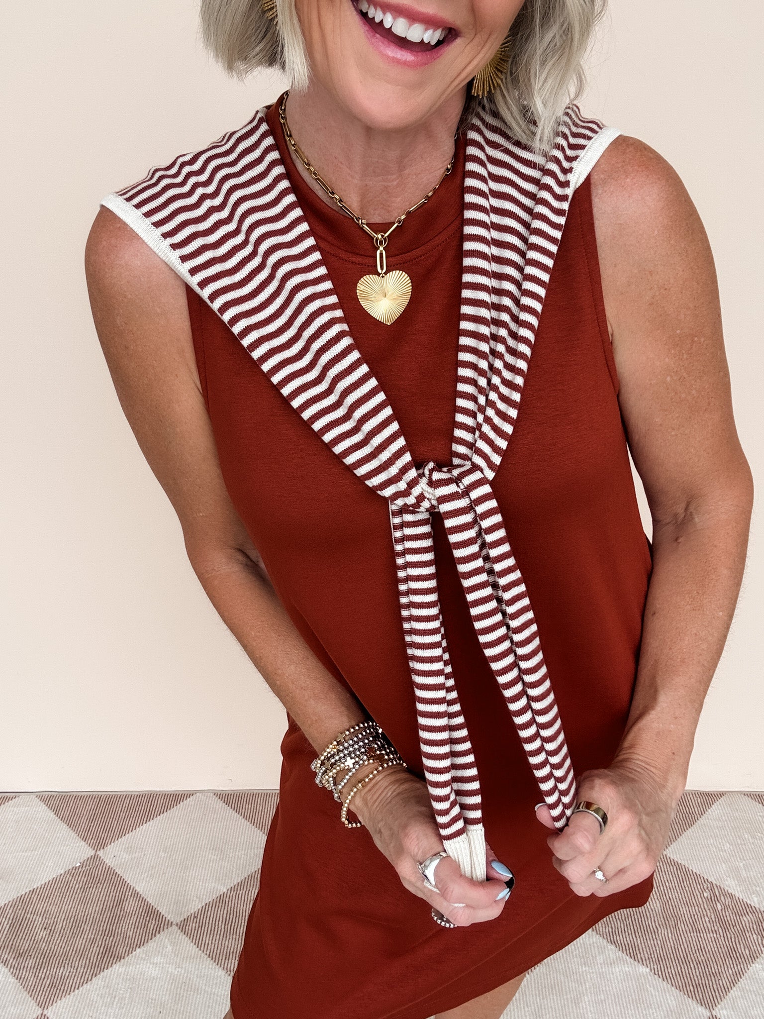 Cambridge Tie Dress | Rust