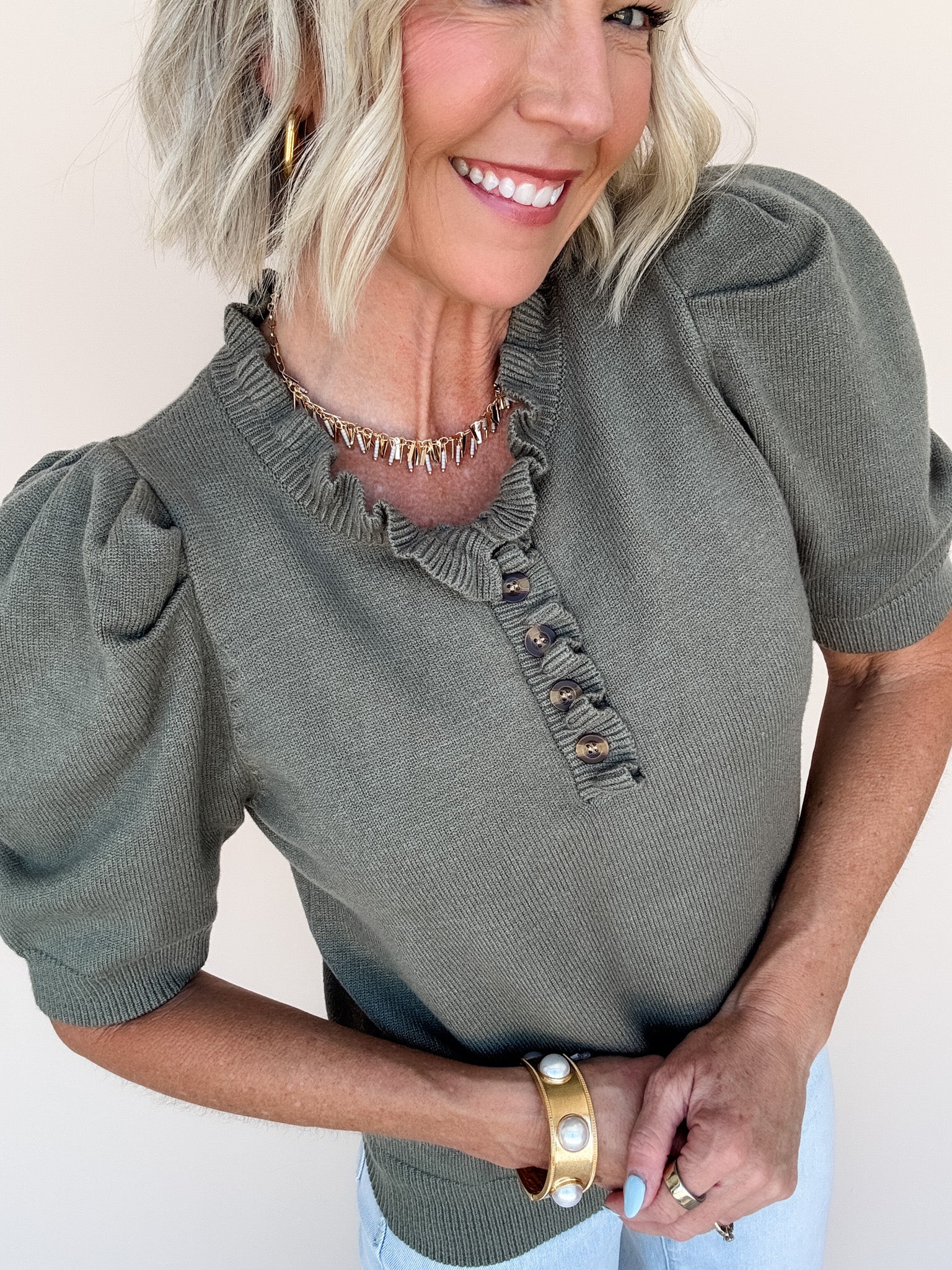 Come Home Ruffled Sweater | Olive