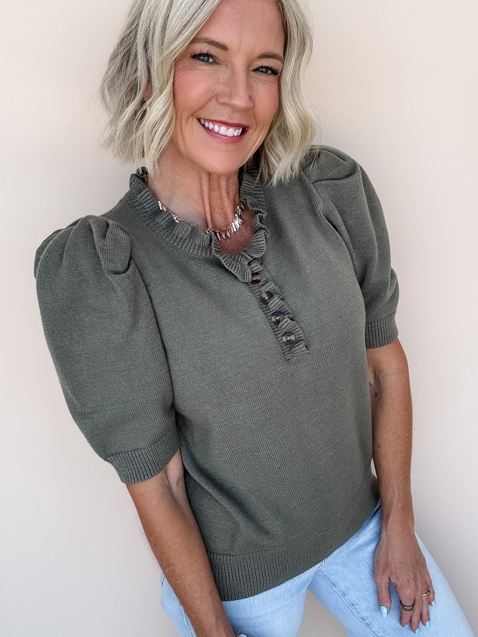 Come Home Ruffled Sweater | Olive