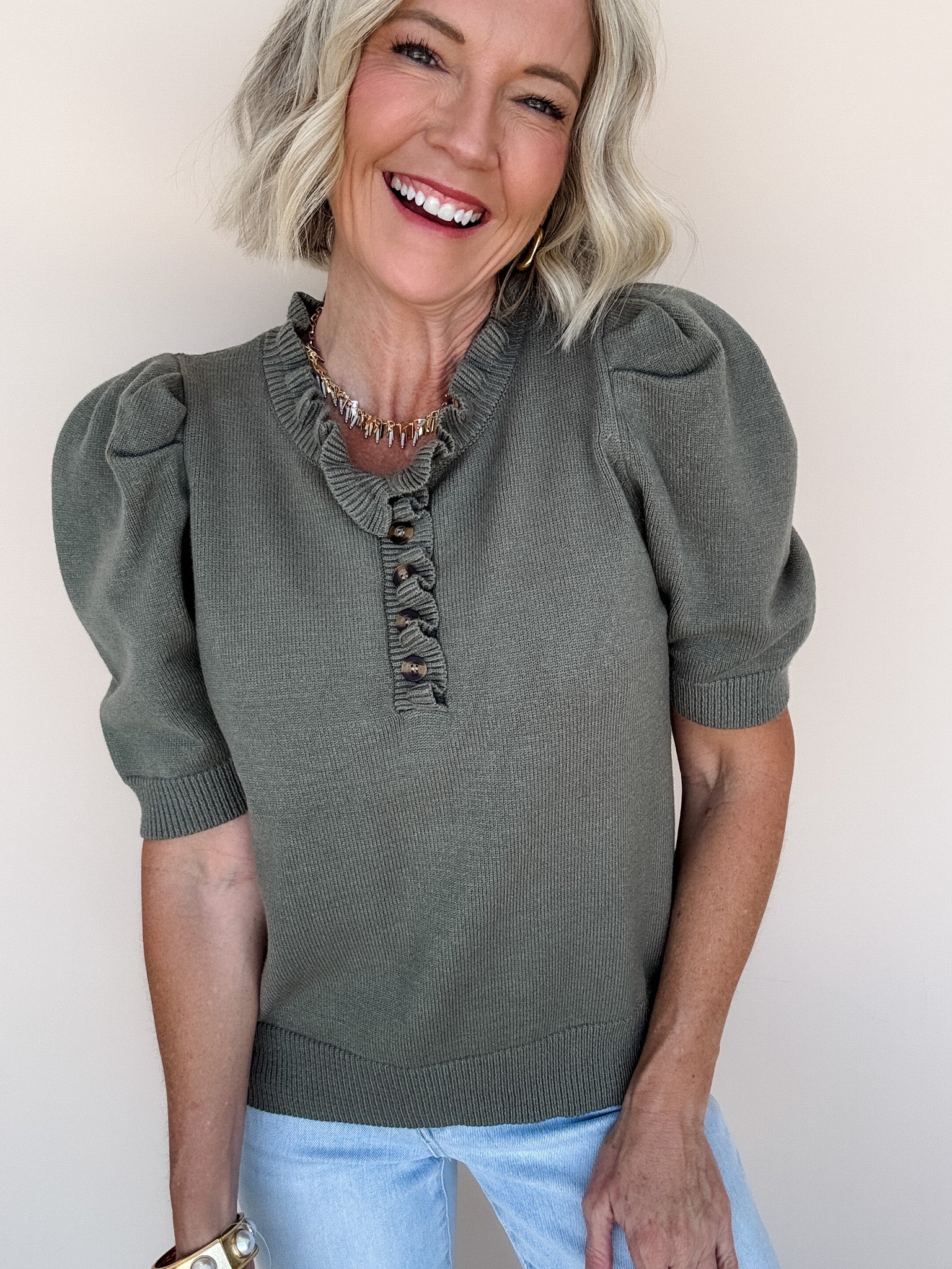 Come Home Ruffled Sweater | Olive