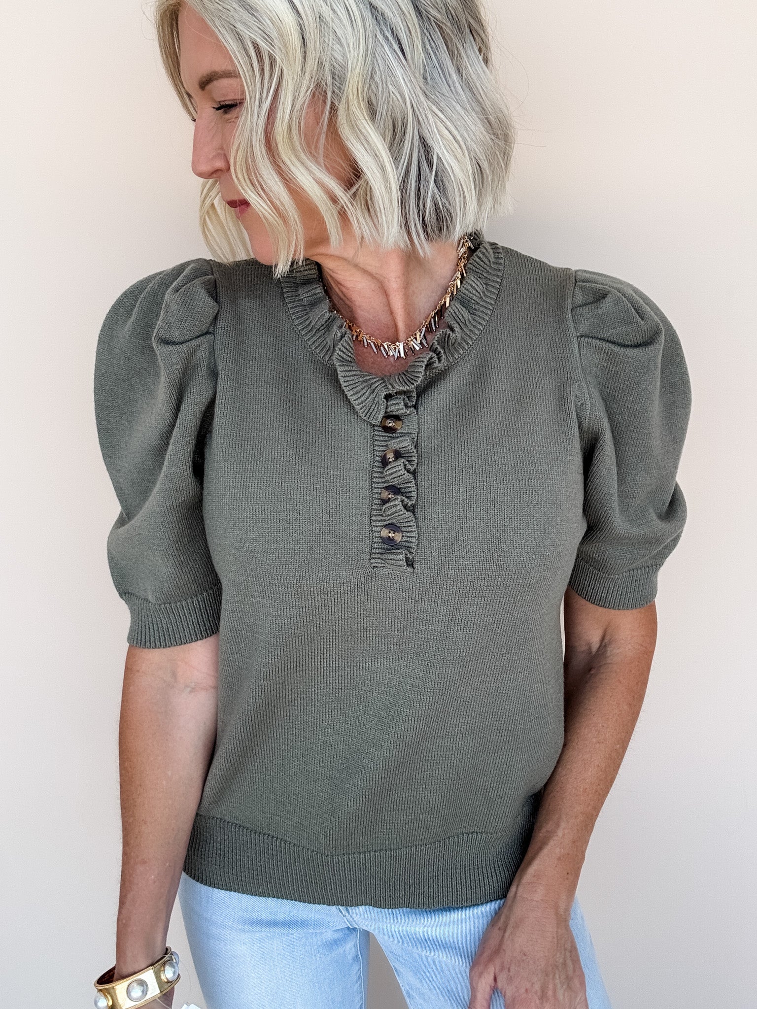 Come Home Ruffled Sweater | Olive