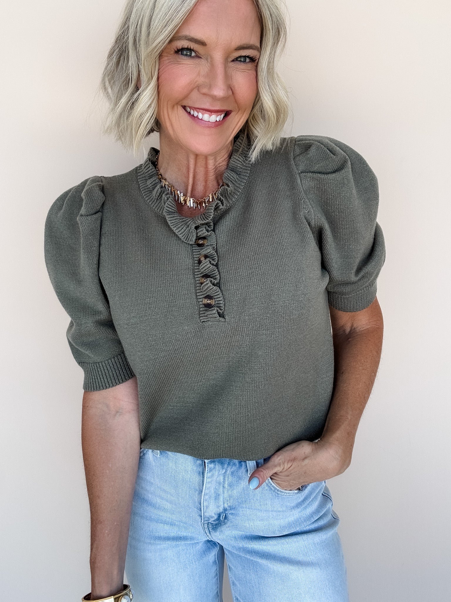 Come Home Ruffled Sweater | Olive