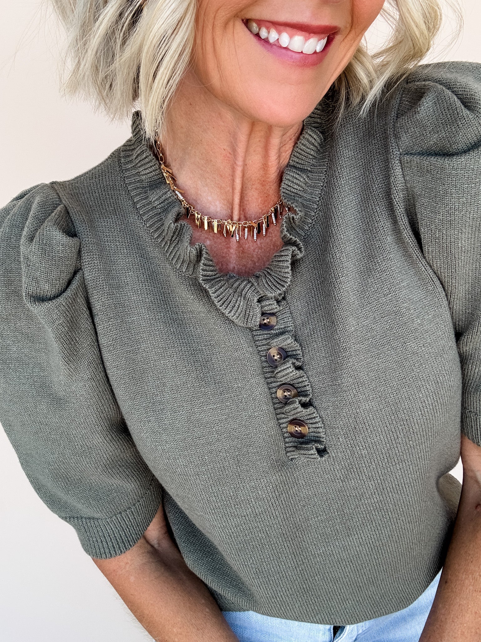 Come Home Ruffled Sweater | Olive