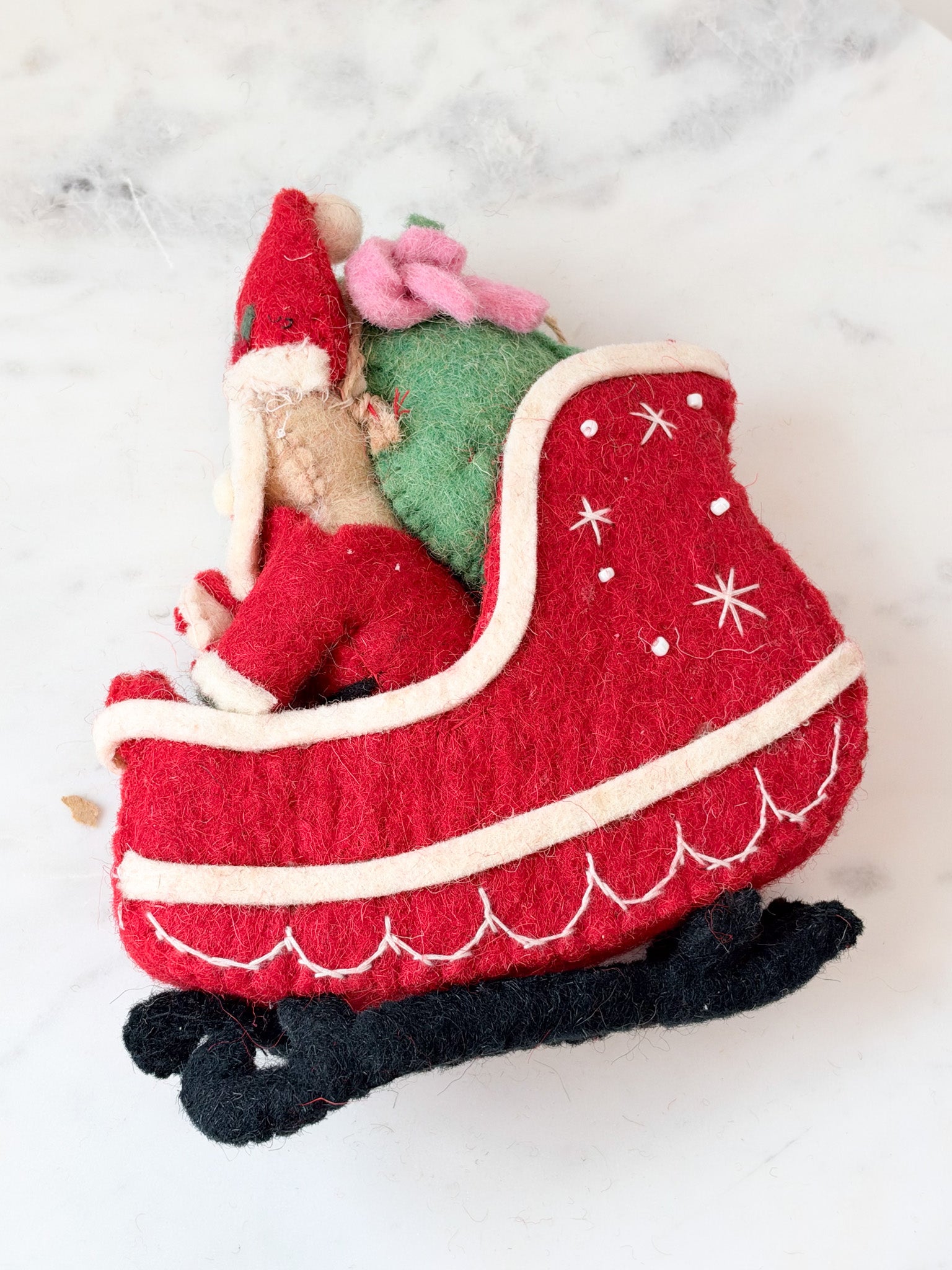 Santa Sleigh Felt Ornament