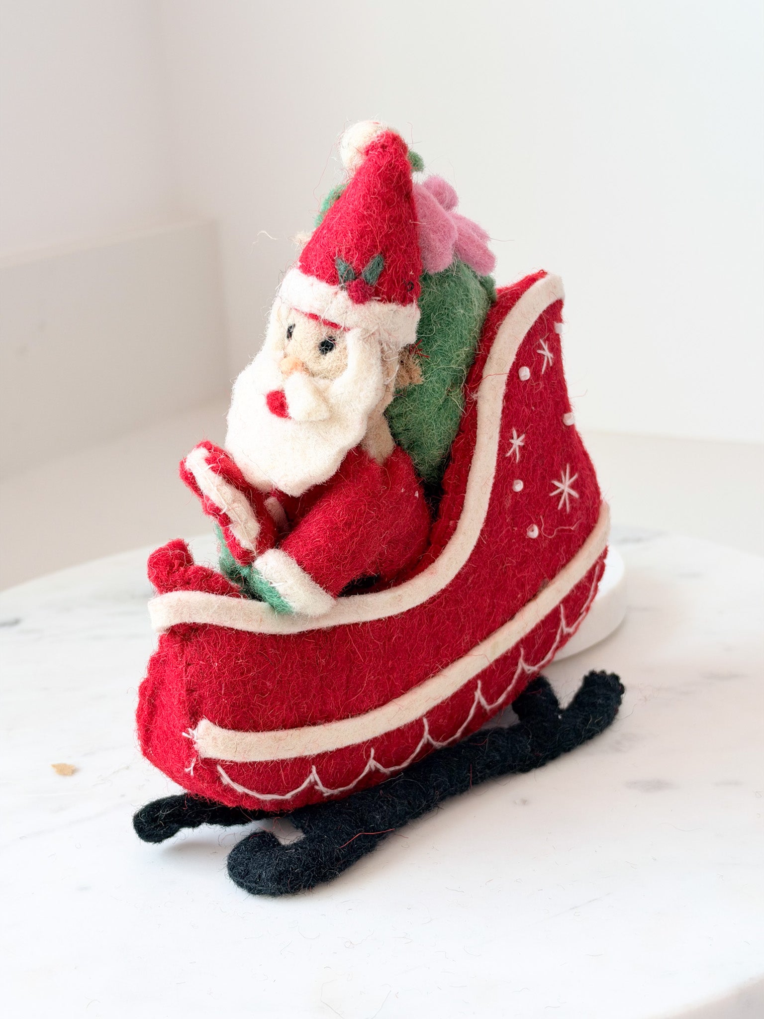 Santa Sleigh Felt Ornament
