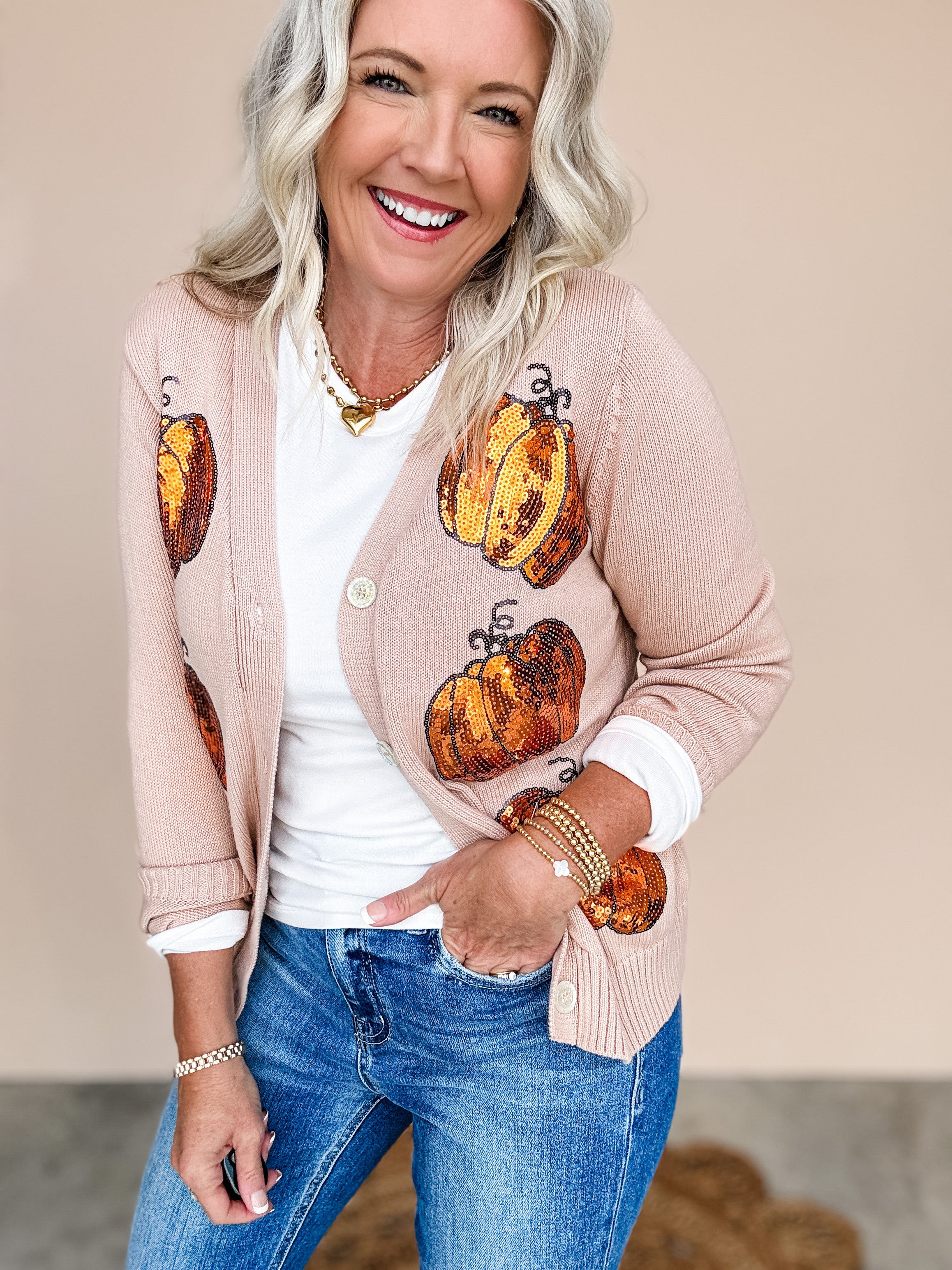 Sequin Pumpkin Cardigan