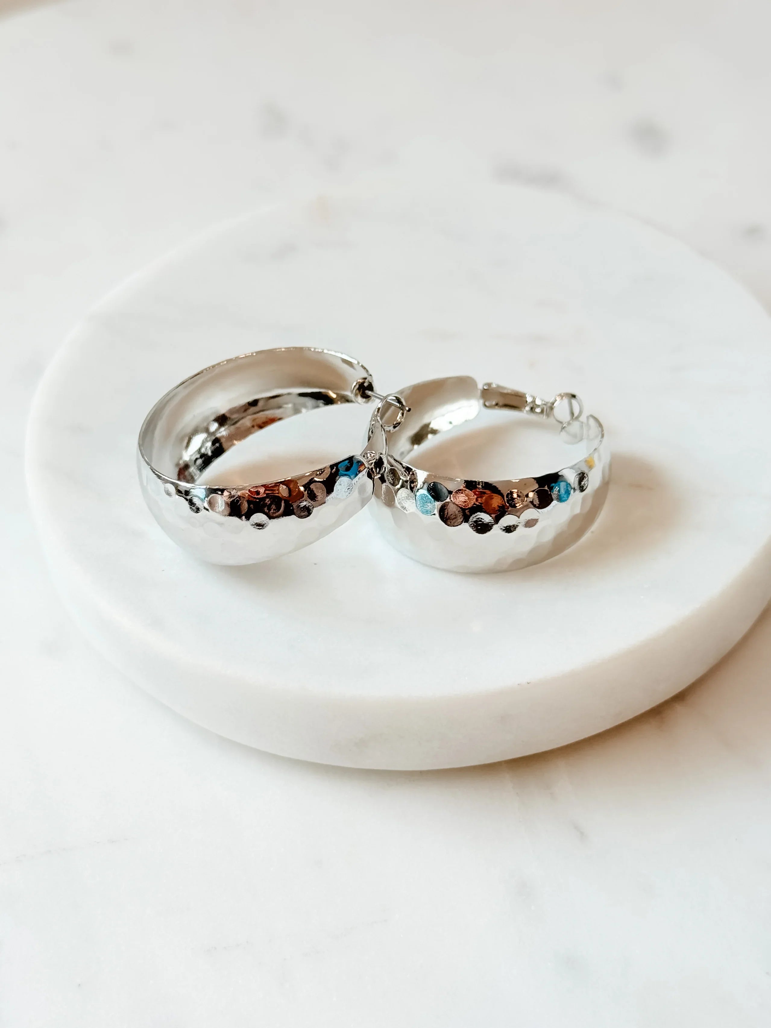 Silver Moon Hoop Earrings