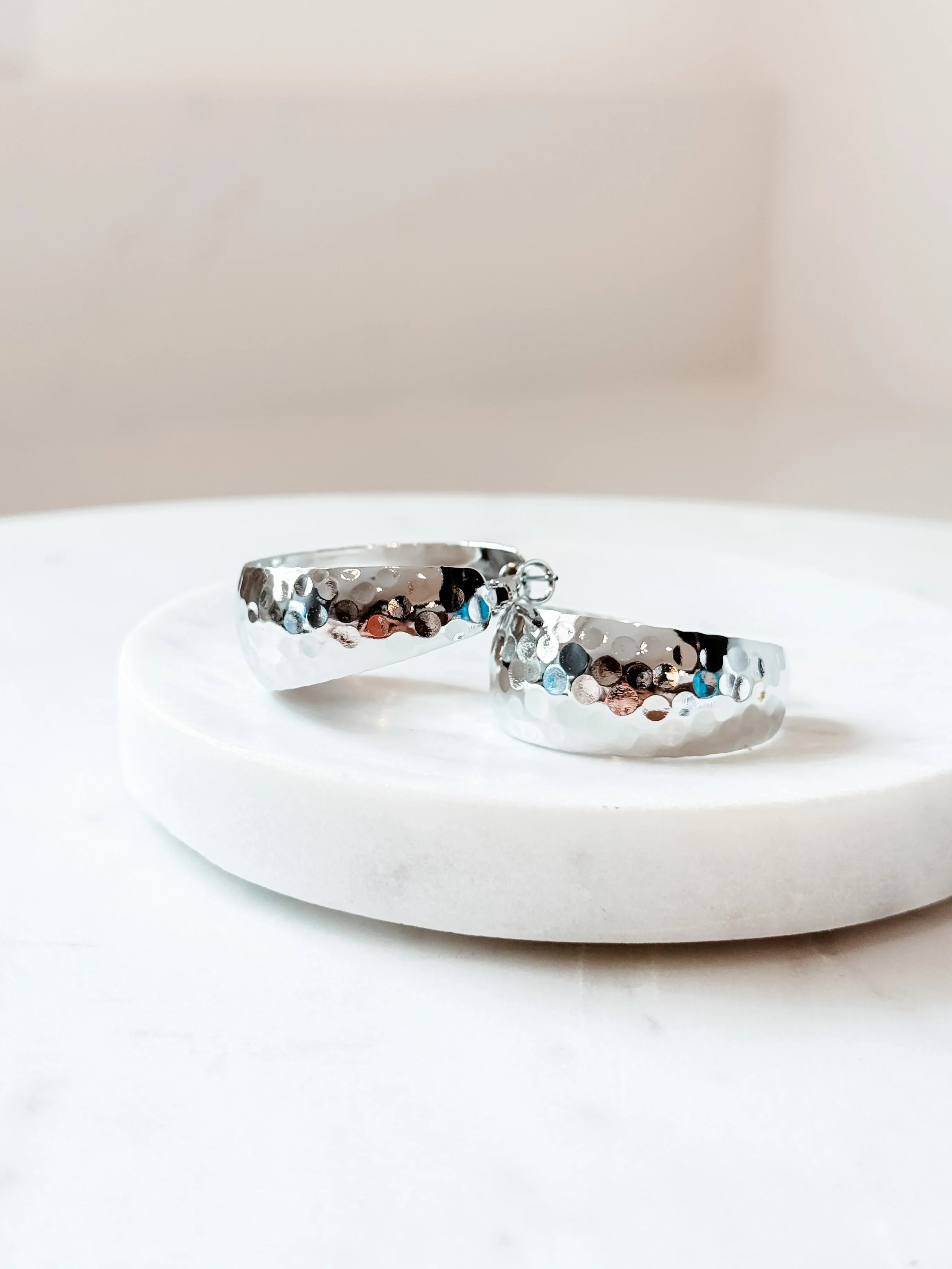 Silver Moon Hoop Earrings
