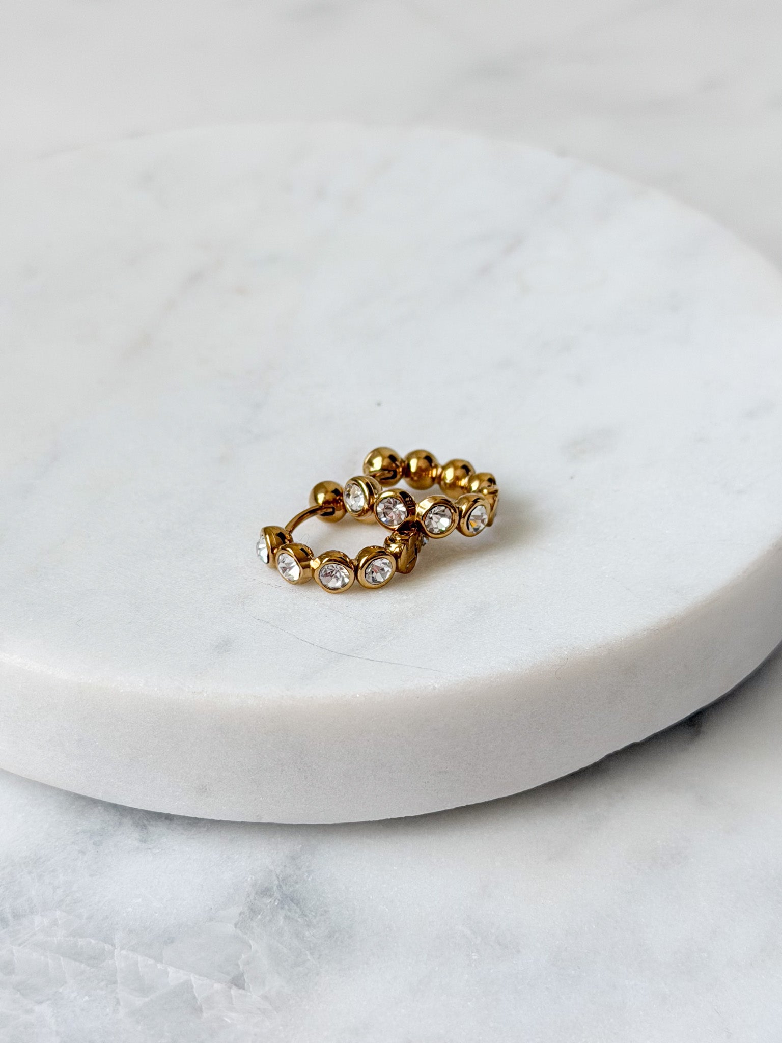 Beaded CZ Hoop Earrings
