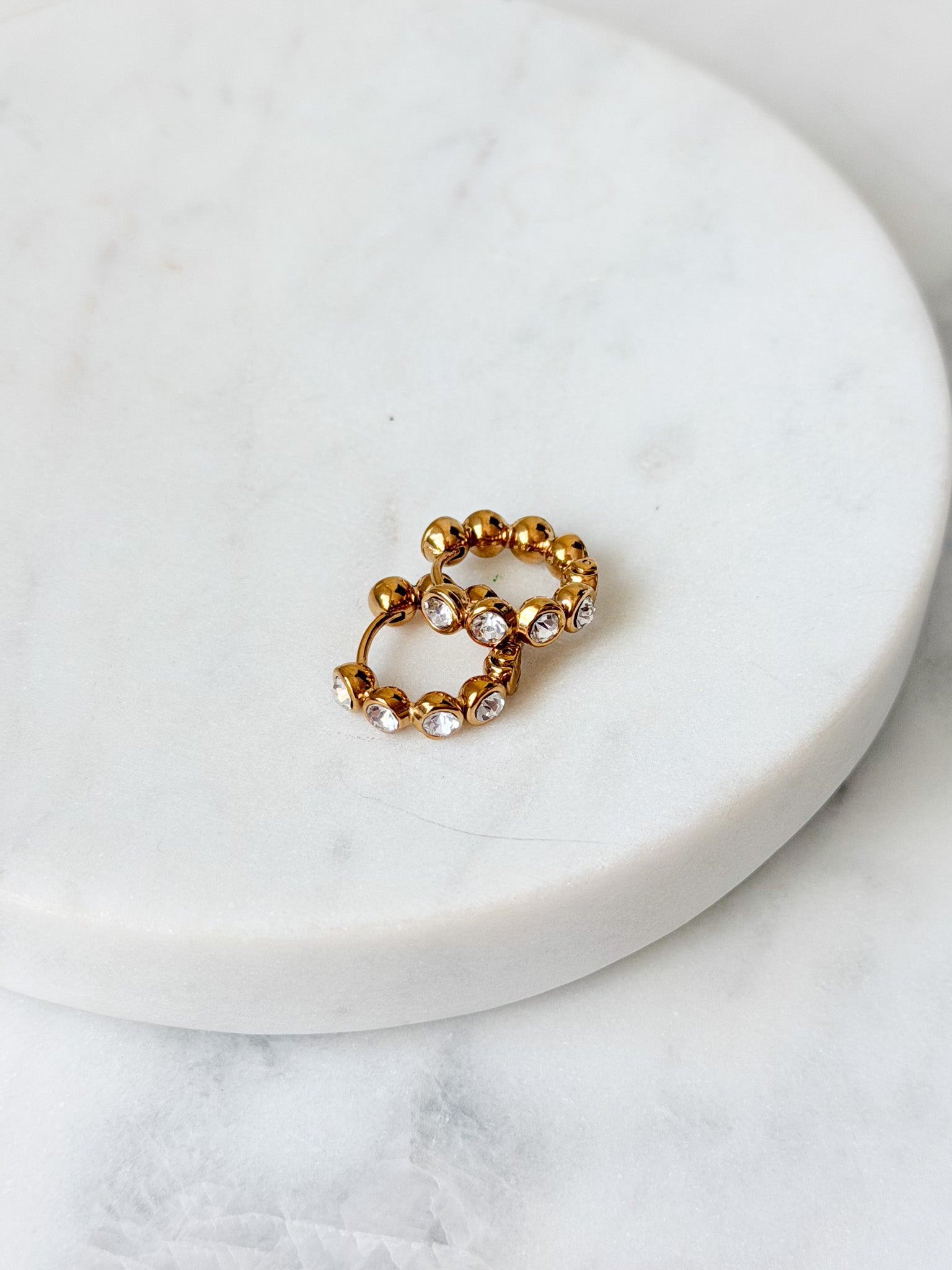 Beaded CZ Hoop Earrings