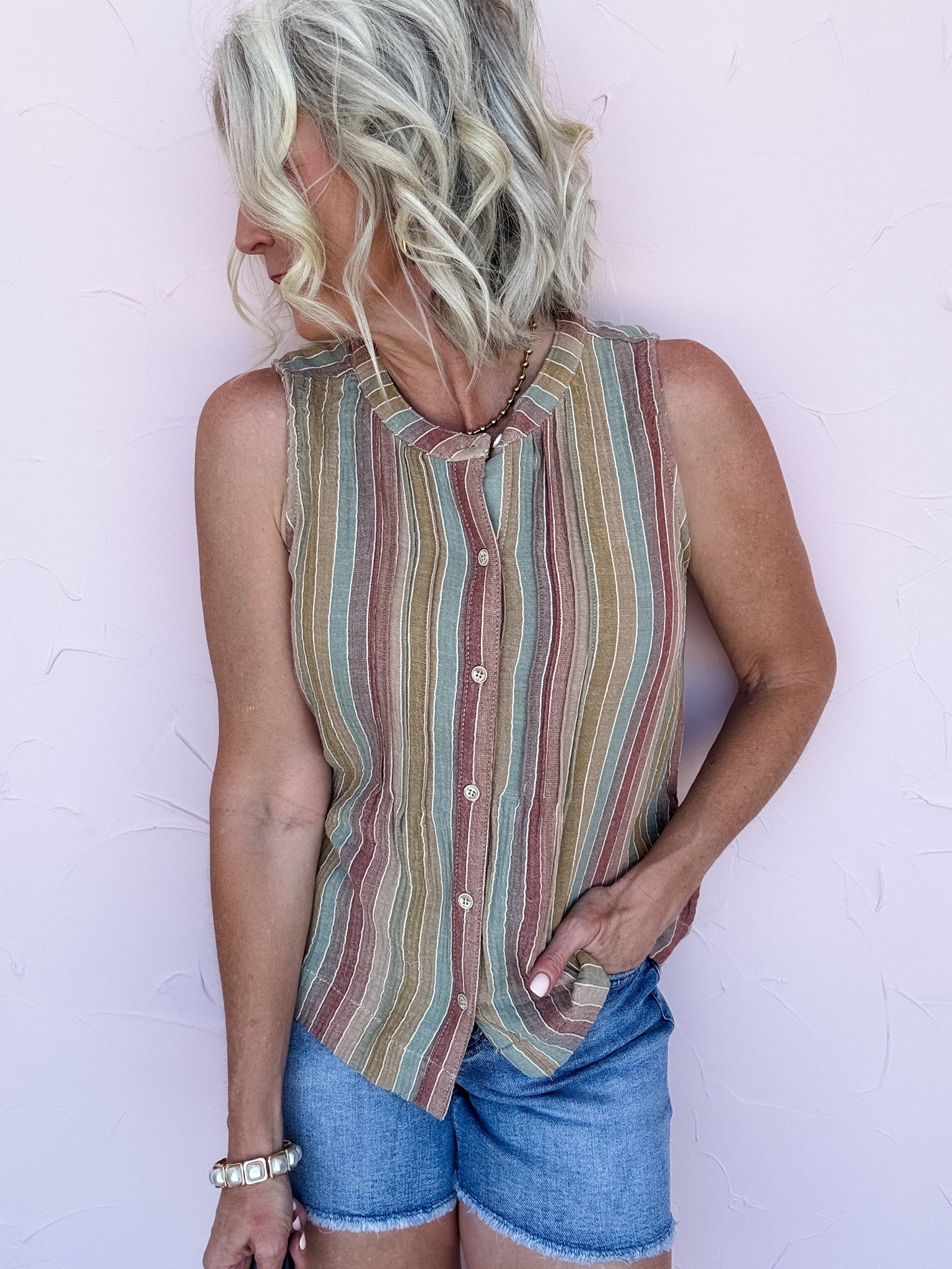 Desert Song Button Tank