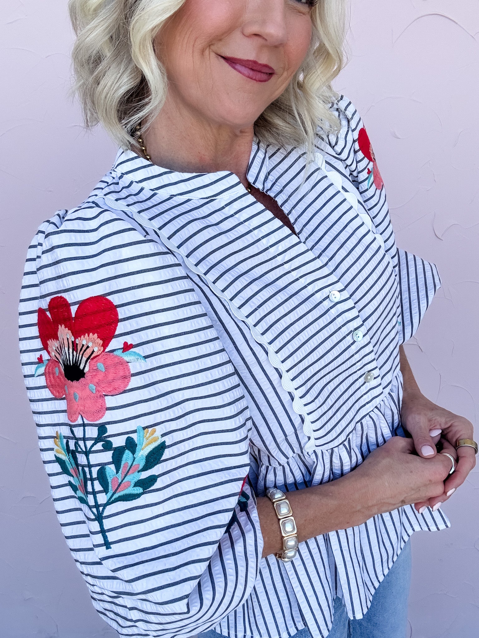 Poppy Thread Peplum Top