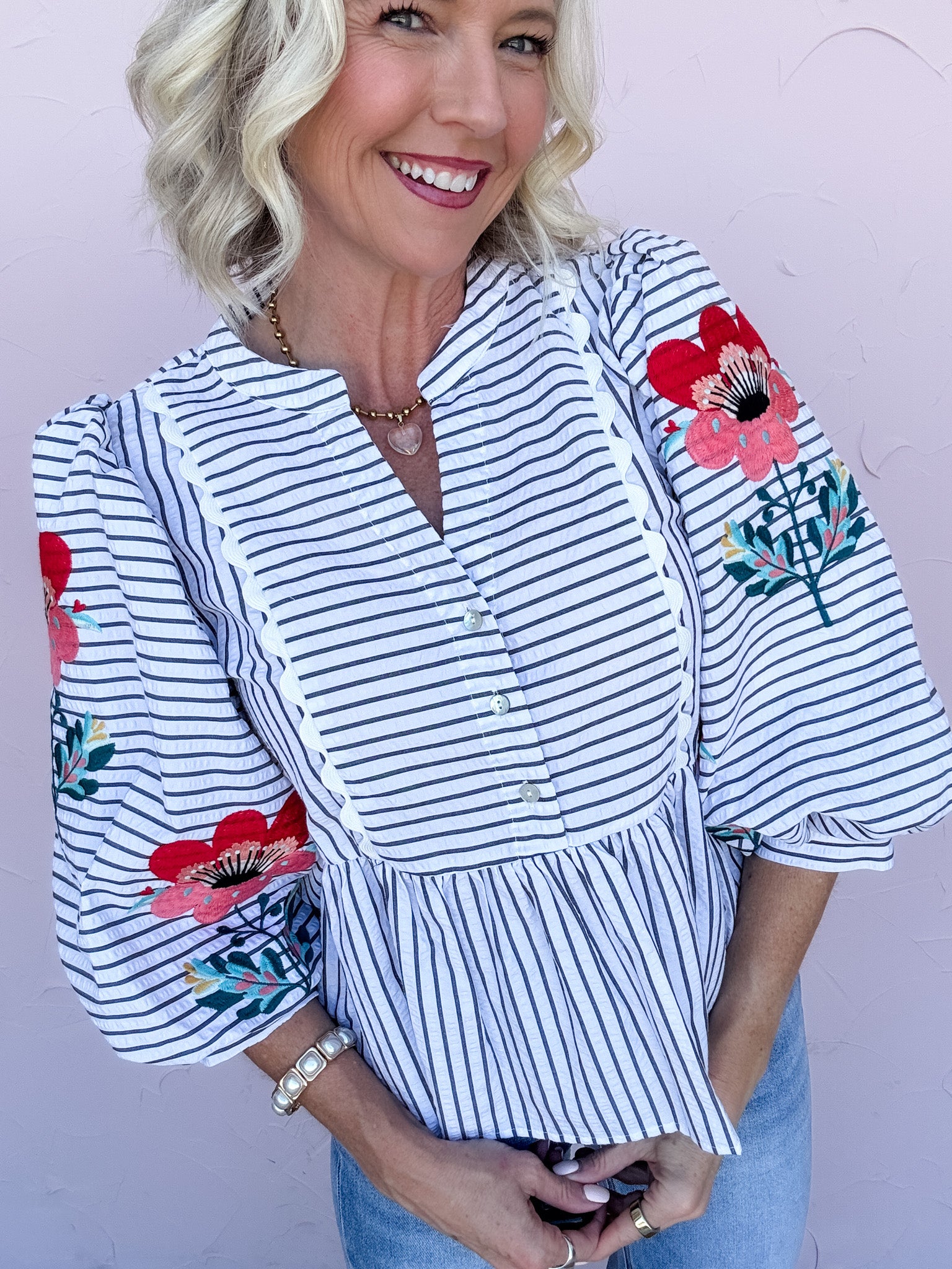 Poppy Thread Peplum Top
