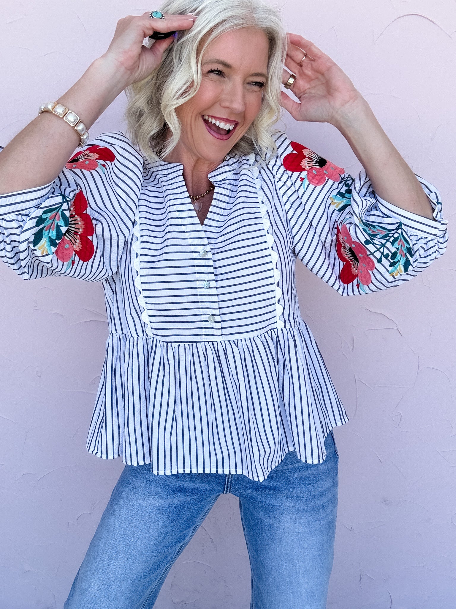 Poppy Thread Peplum Top