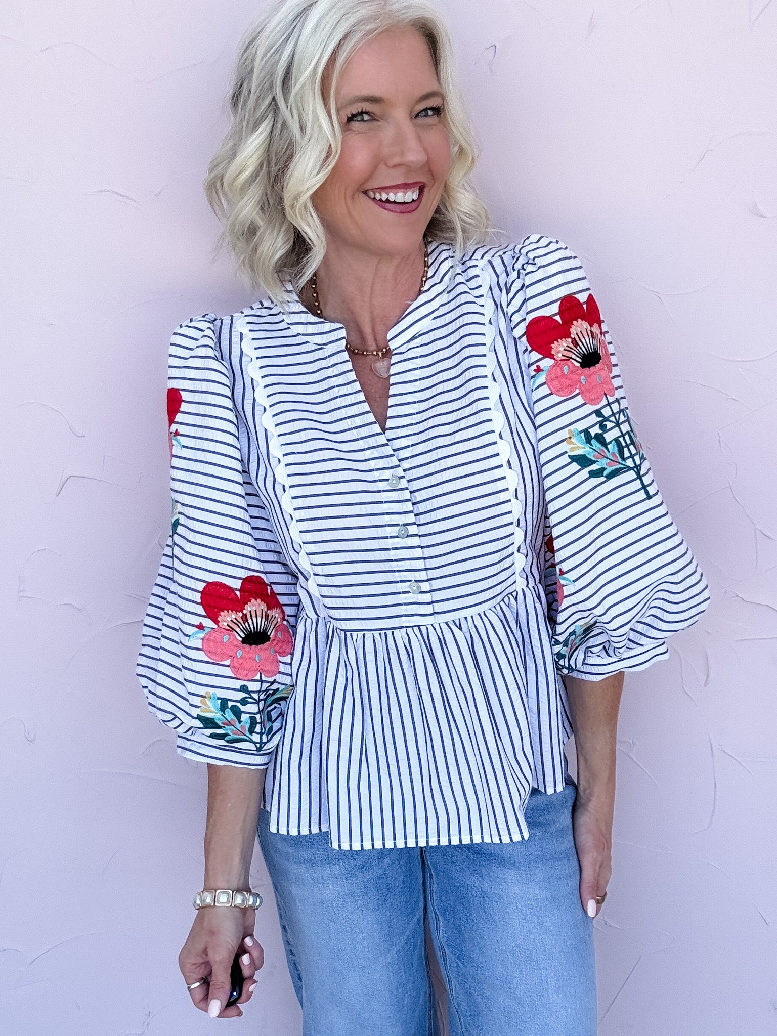 Poppy Thread Peplum Top