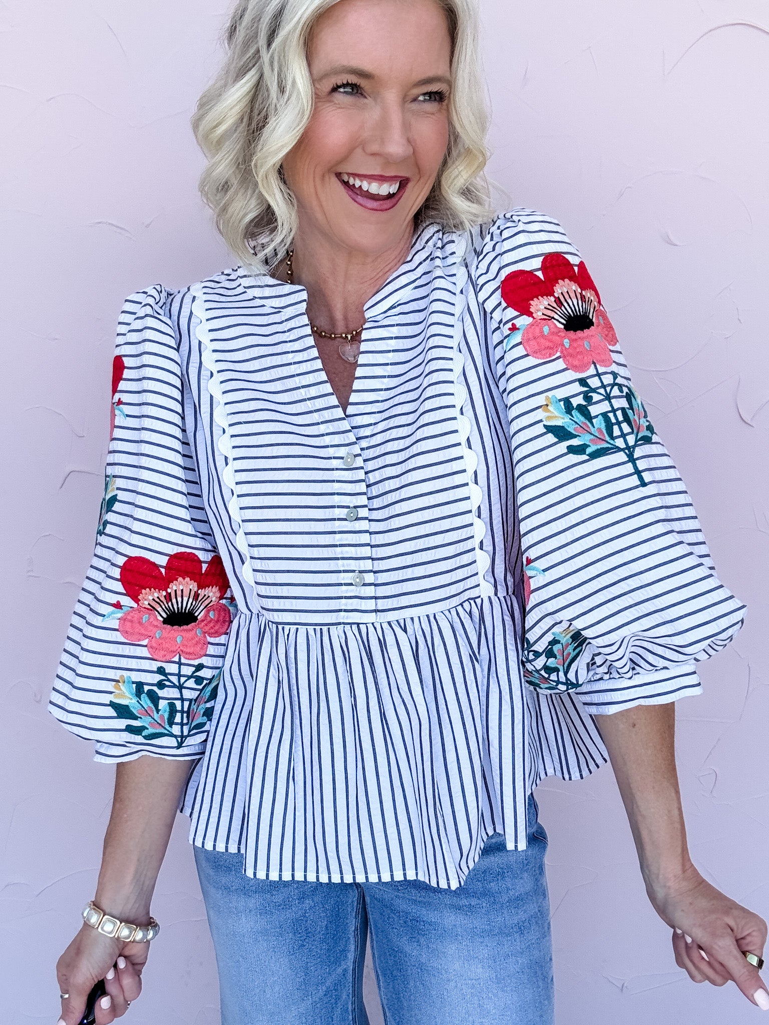Poppy Thread Peplum Top