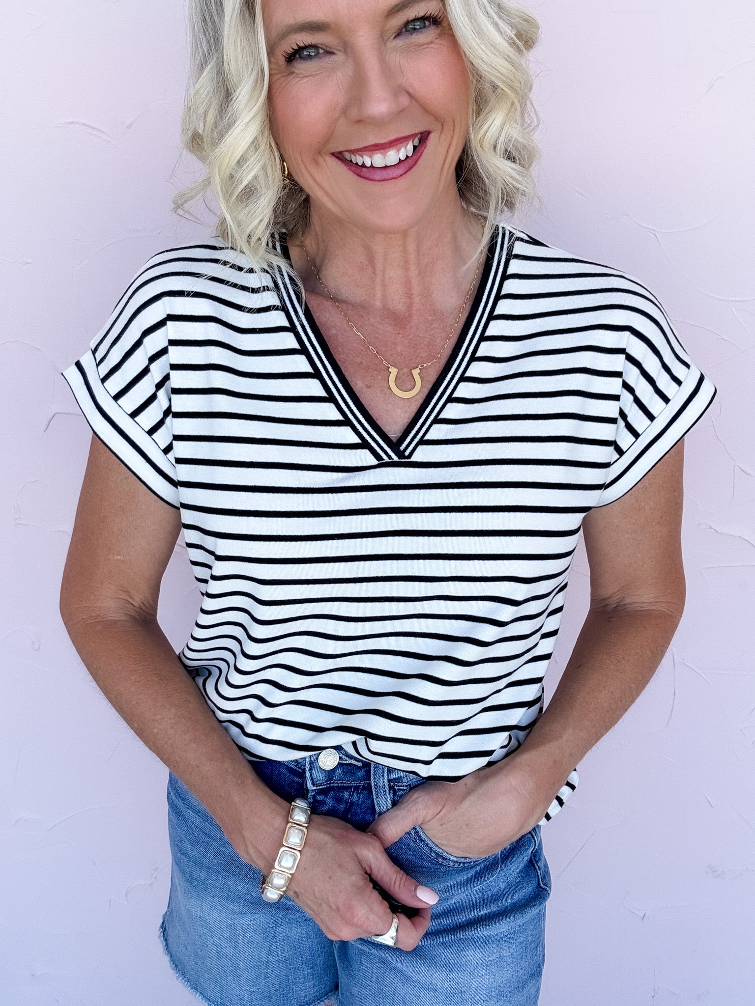 Black Sand Stripe Top