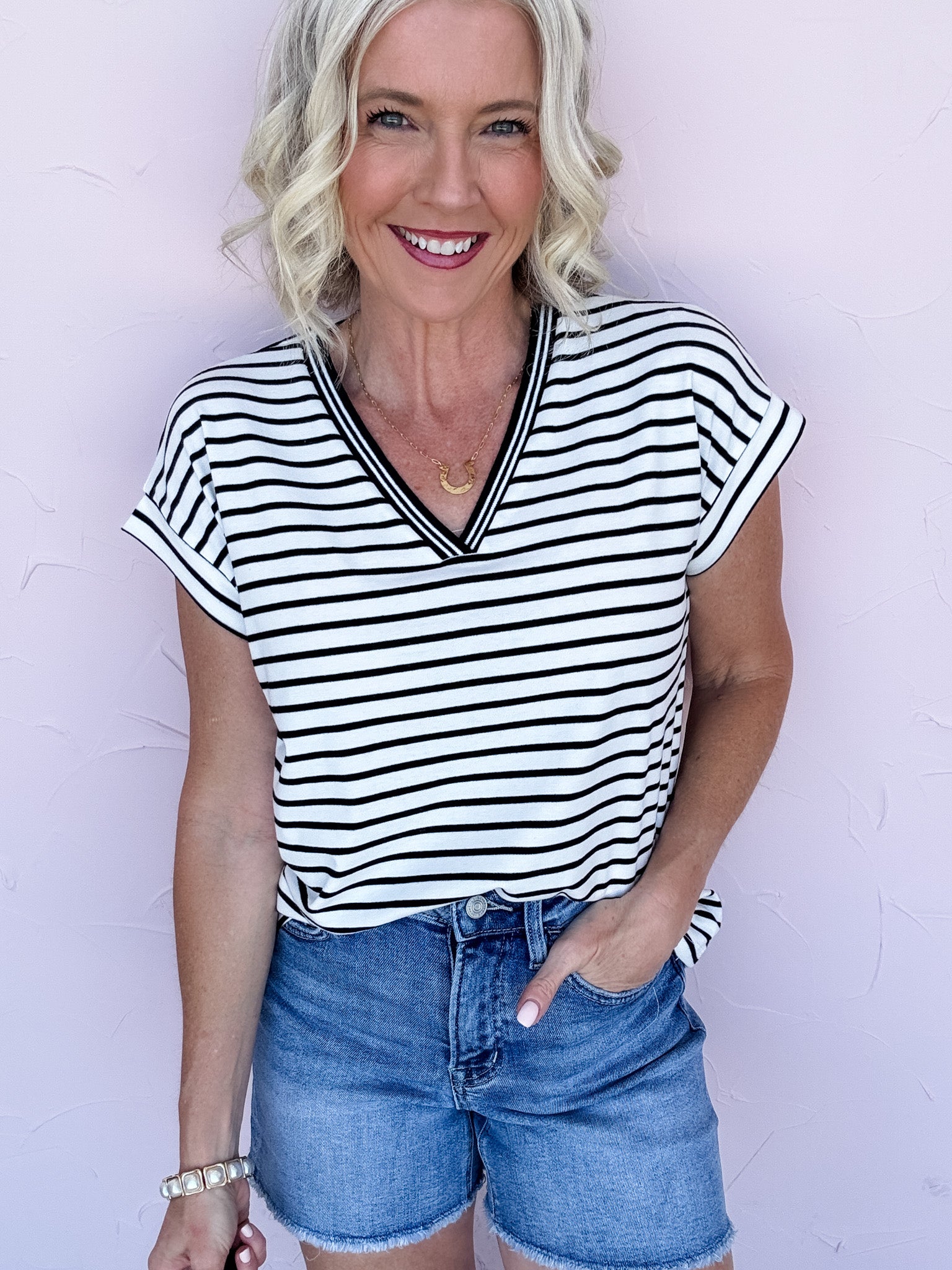 Black Sand Stripe Top
