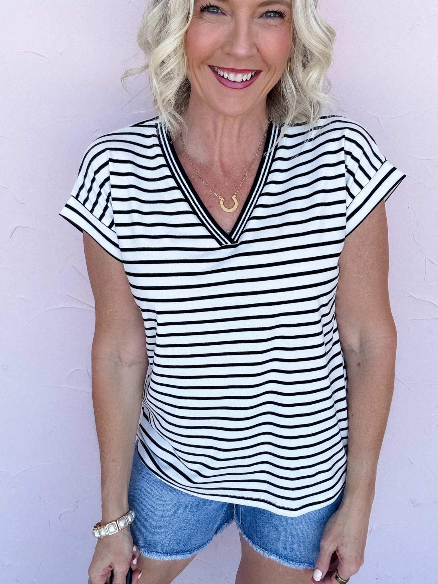 Black Sand Stripe Top