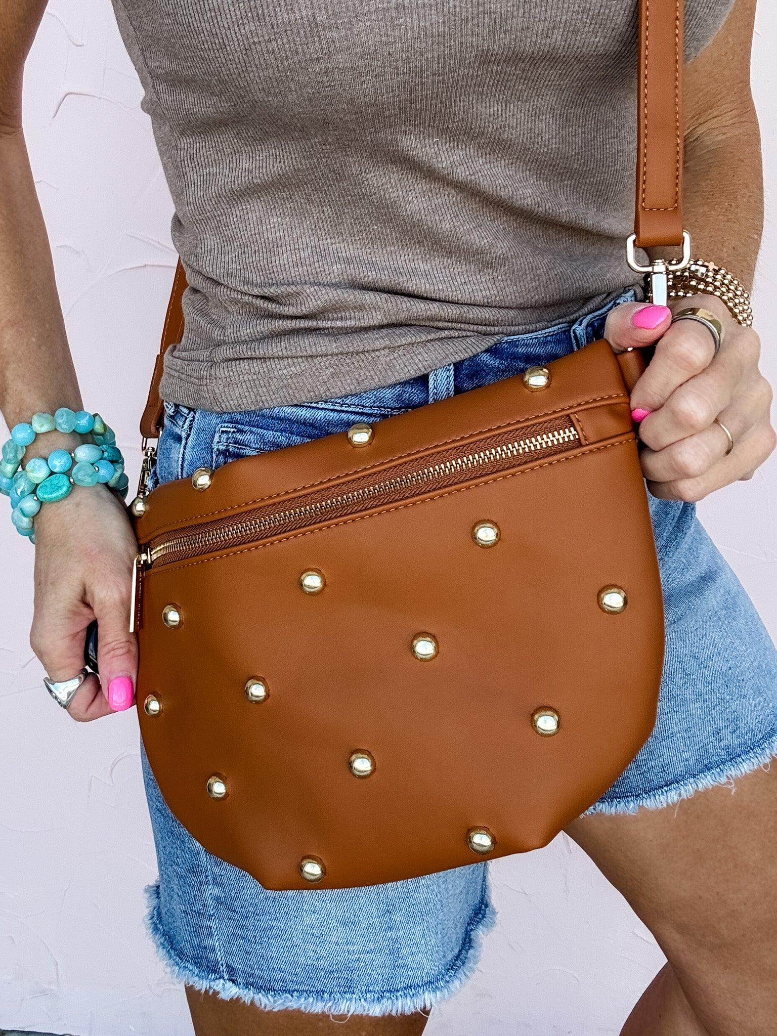 Gold Studded Westlyn Bum Bag | Brown