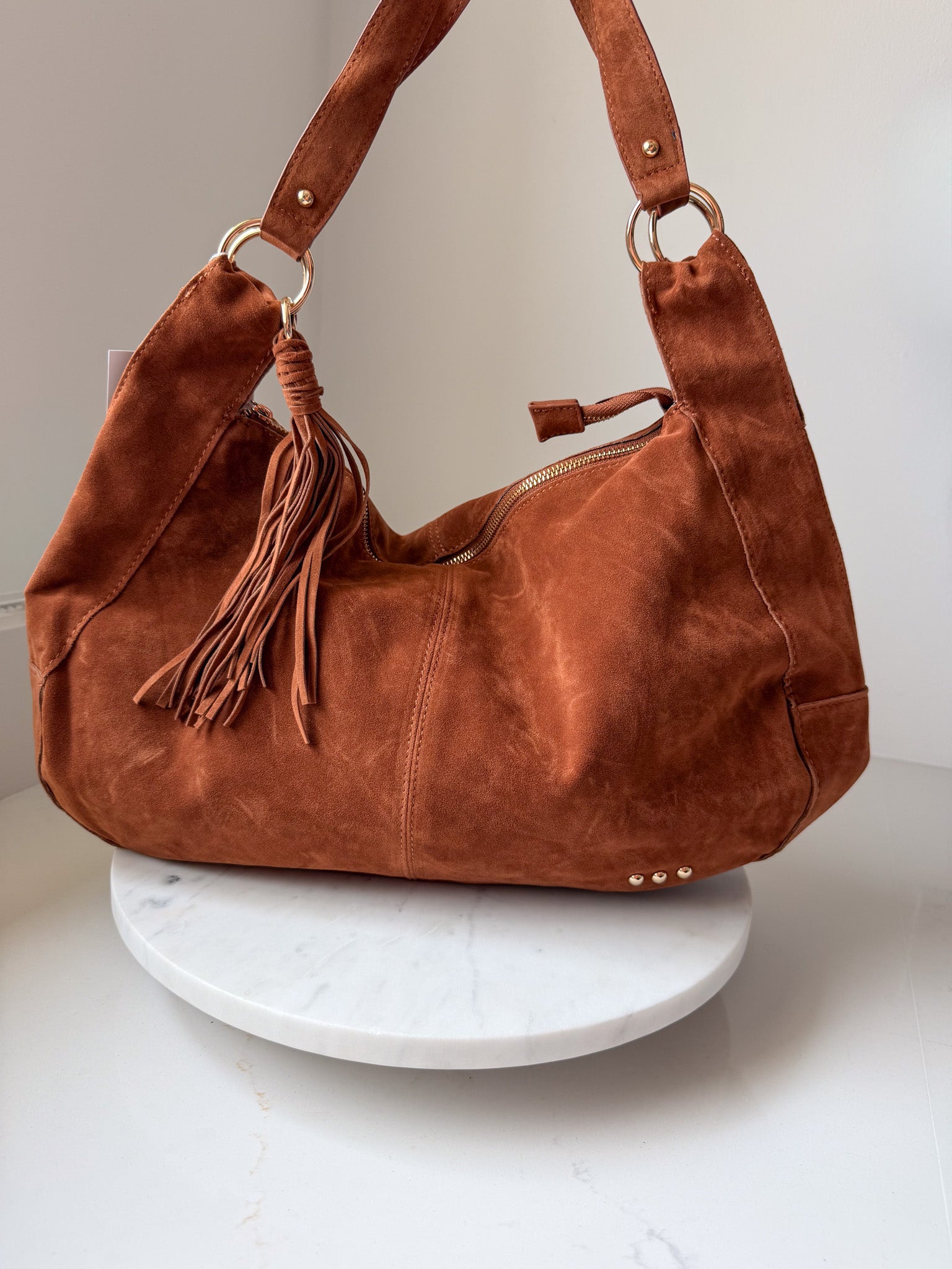 Suede Hazel Hobo Shoulder Bag