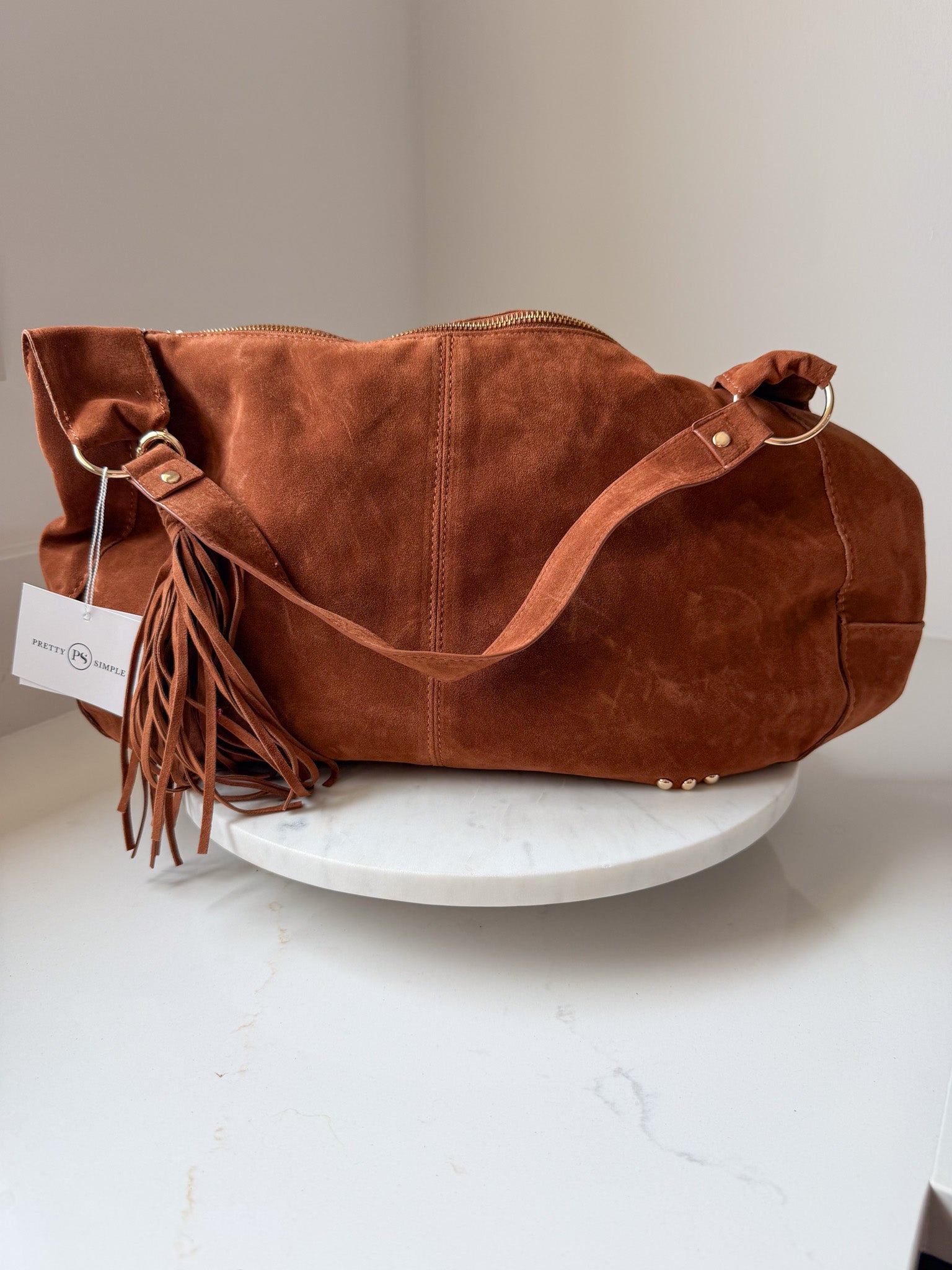 Suede Hazel Hobo Shoulder Bag