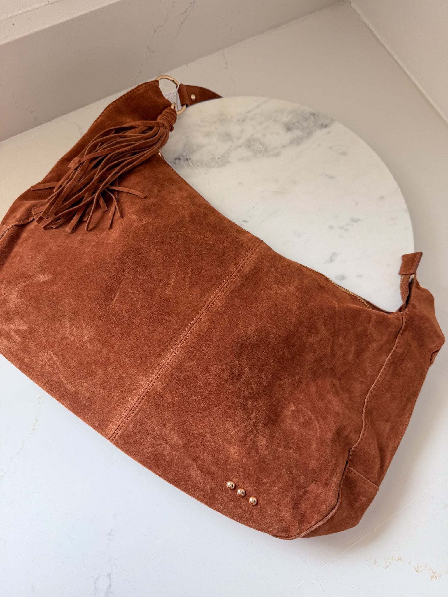 Suede Hazel Hobo Shoulder Bag