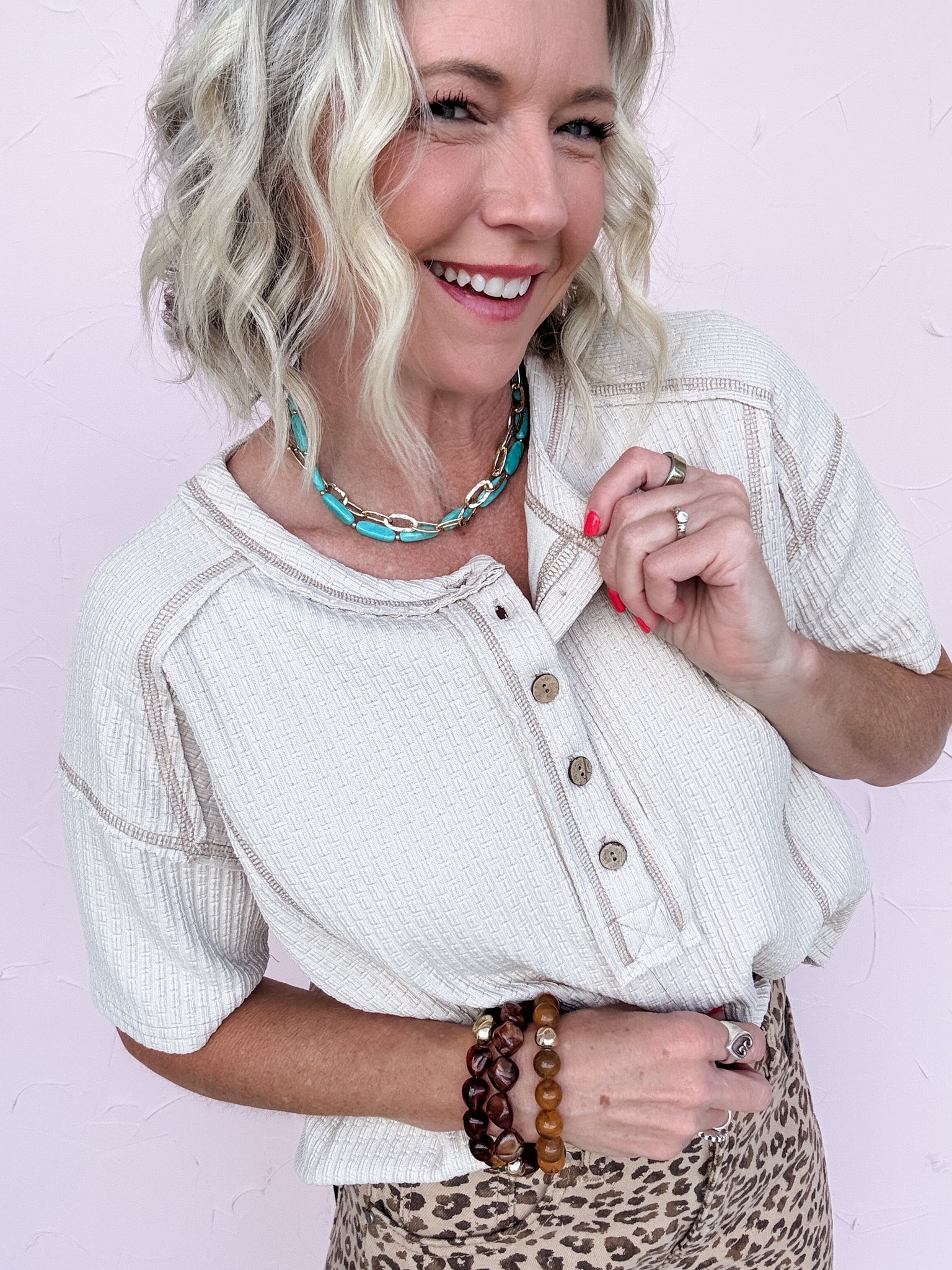 Khaki Coast Henley Top