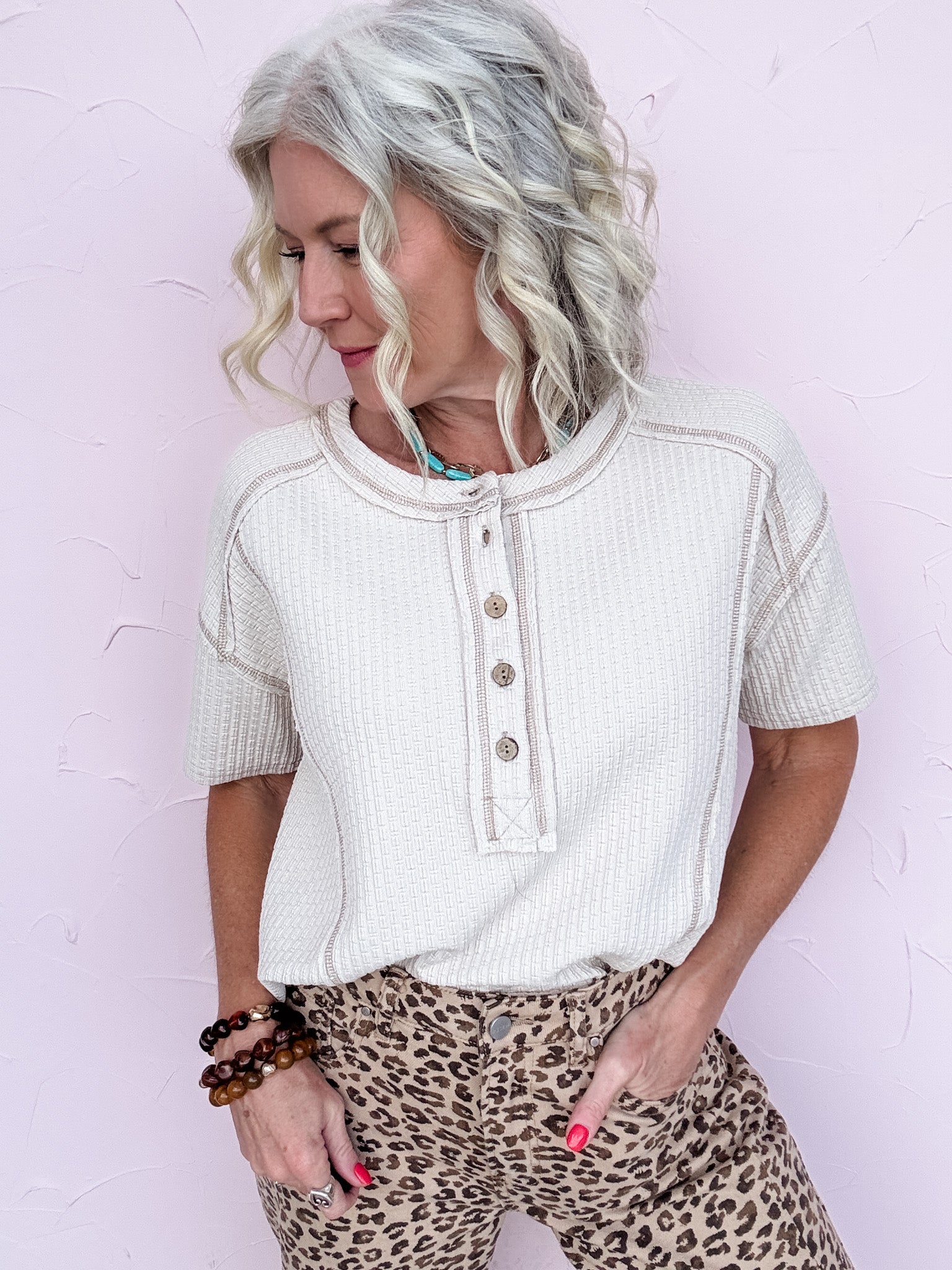 Khaki Coast Henley Top