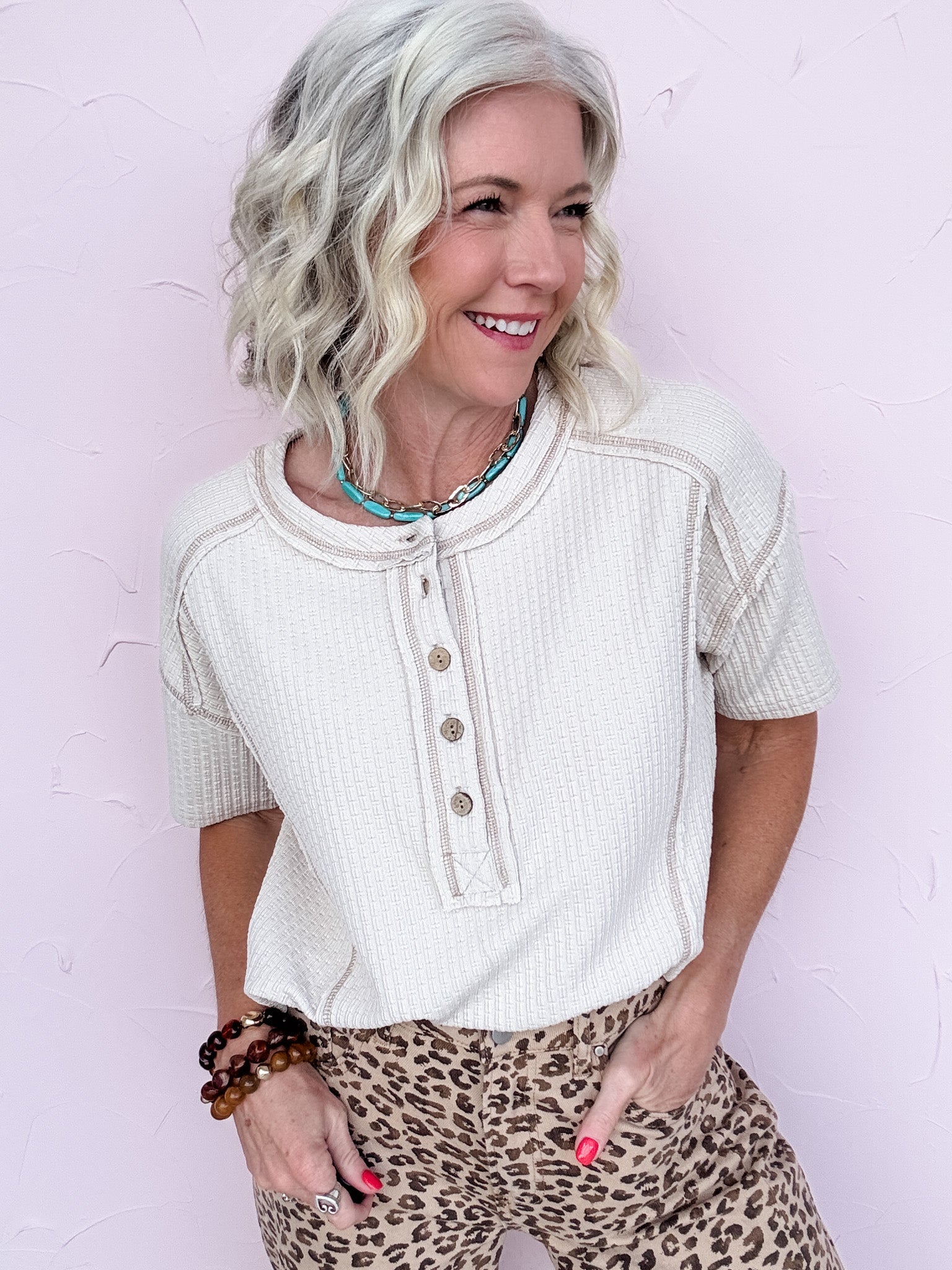 Khaki Coast Henley Top