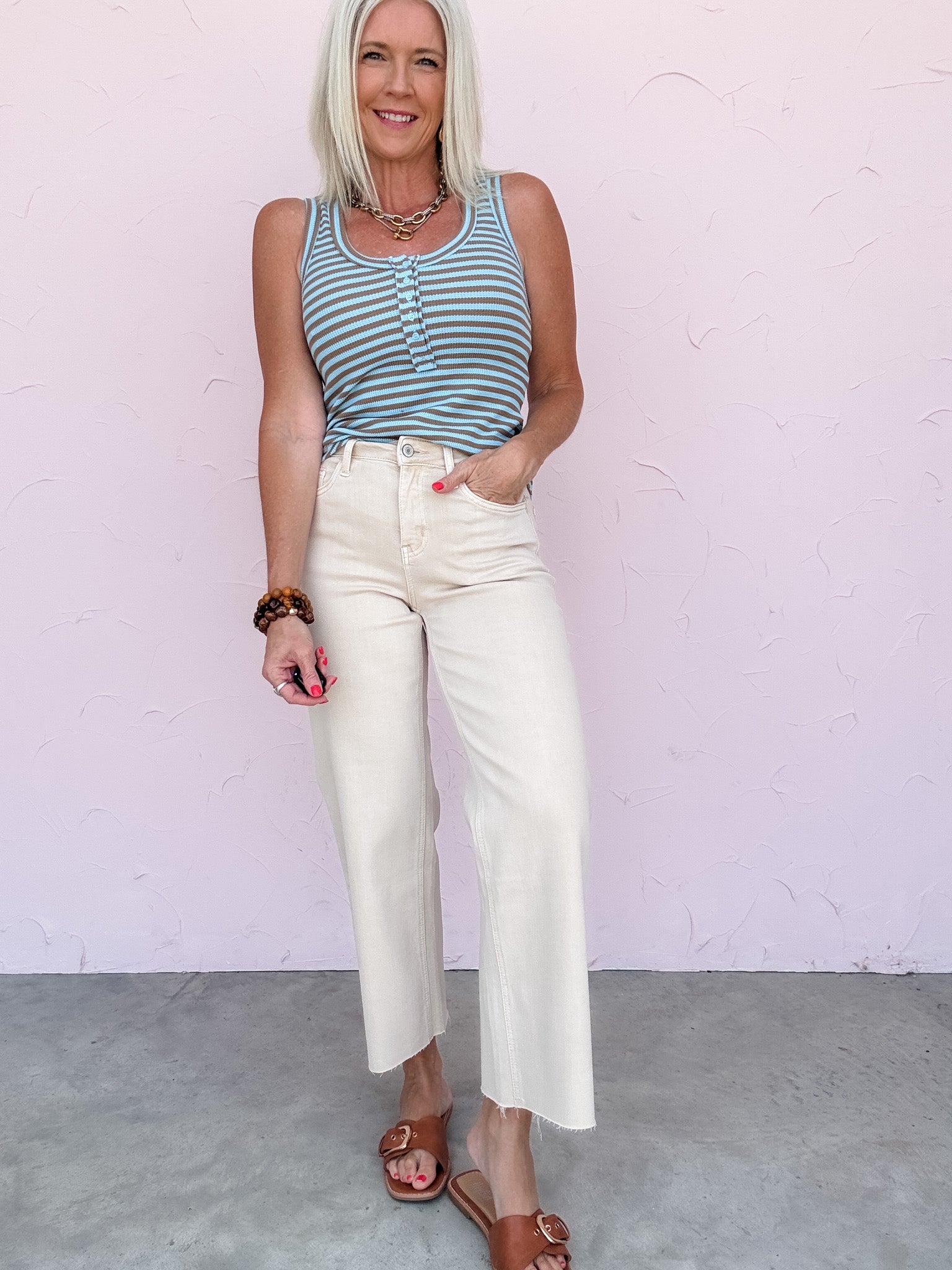 Soft Sand Wide Crop Jeans