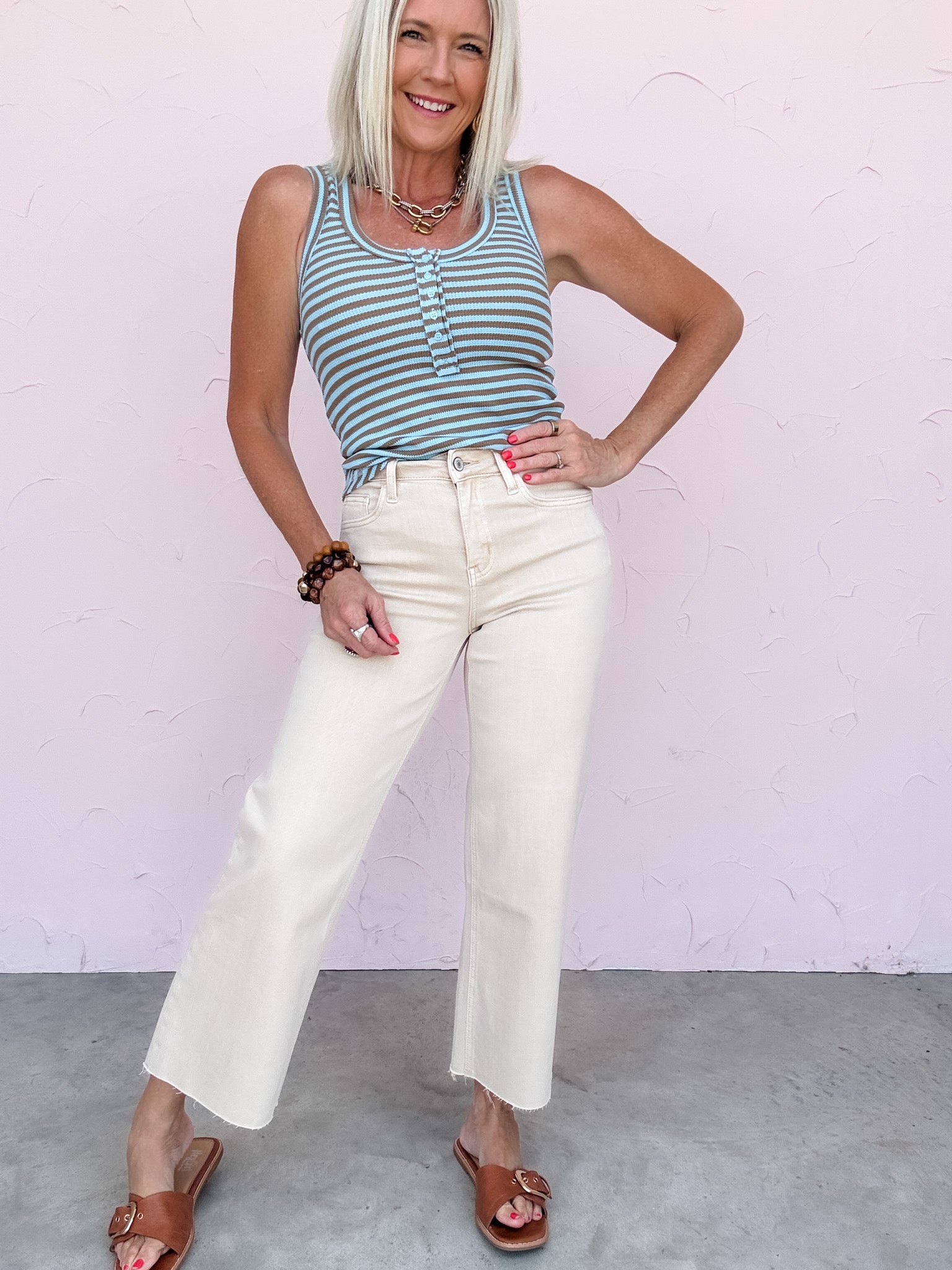 Soft Sand Wide Crop Jeans