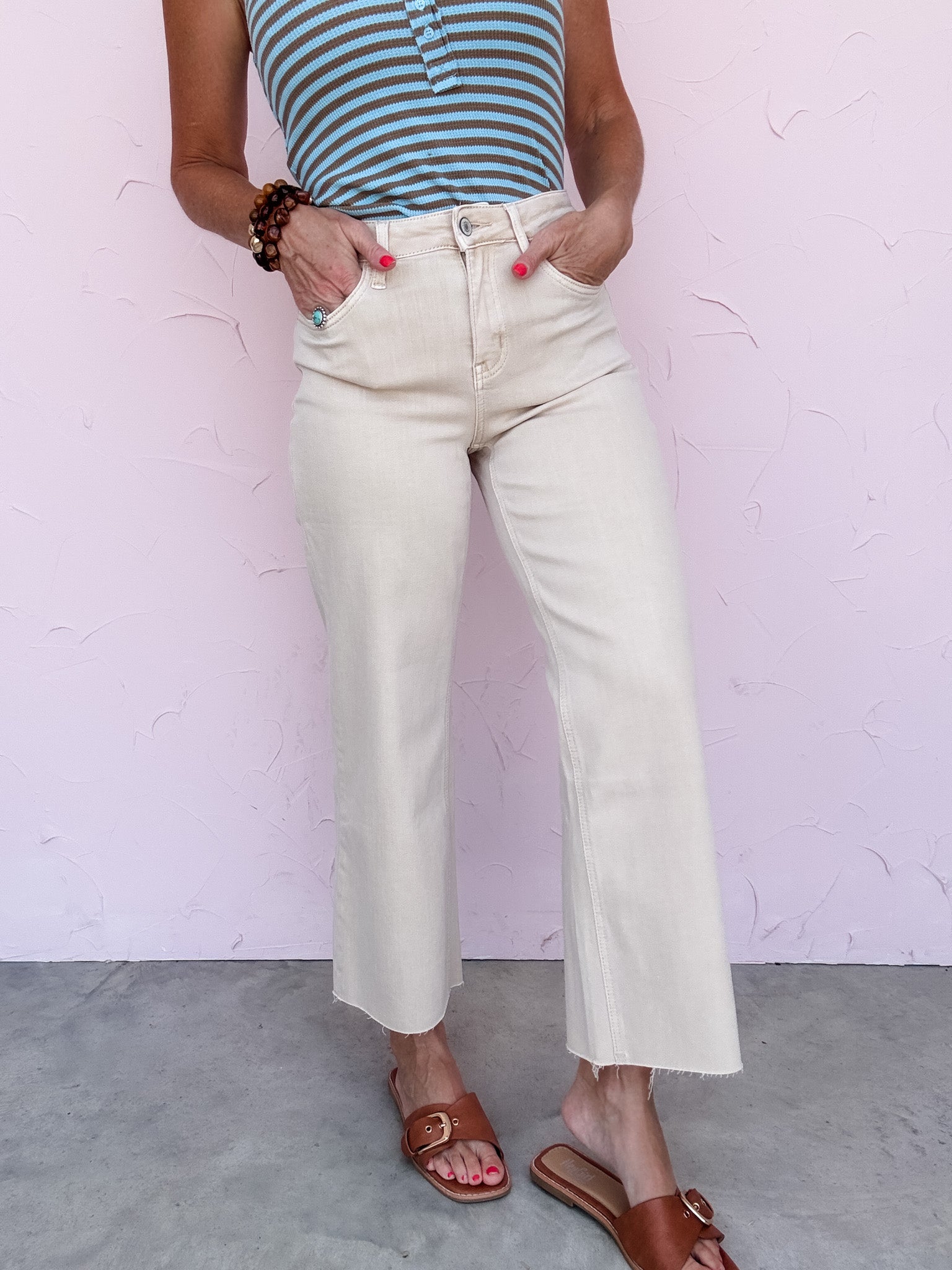 Soft Sand Wide Crop Jeans