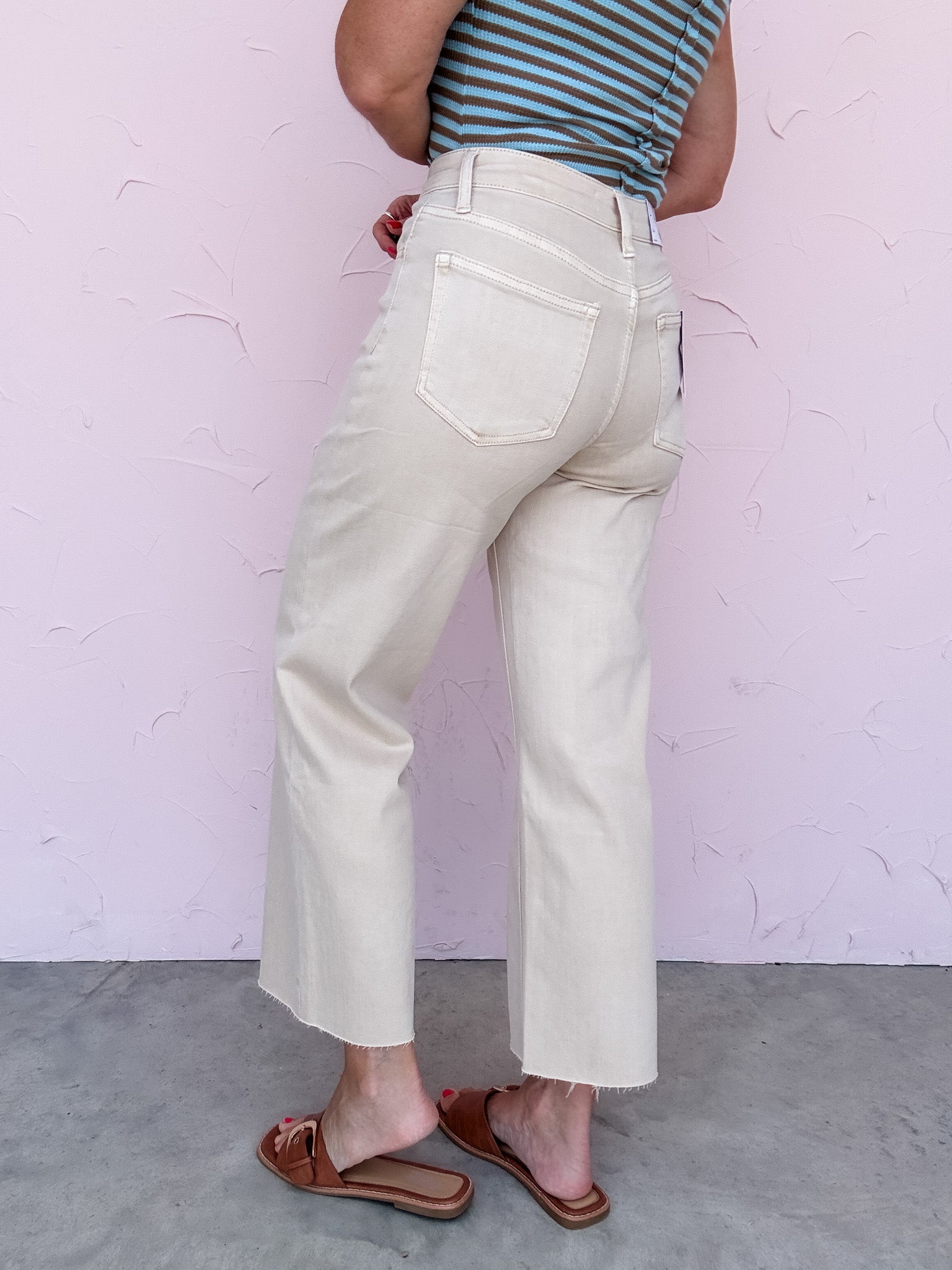 Soft Sand Wide Crop Jeans