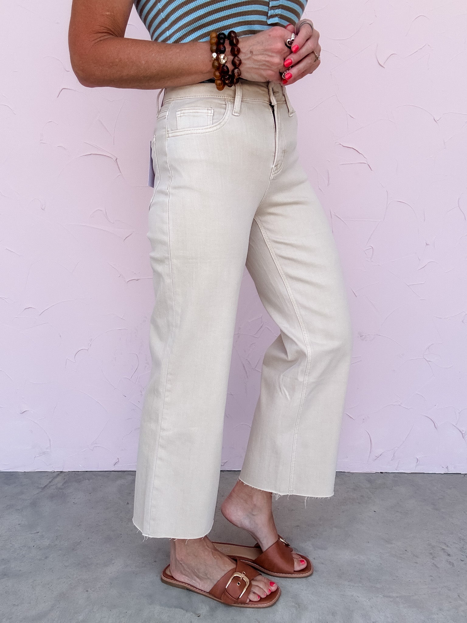 Soft Sand Wide Crop Jeans