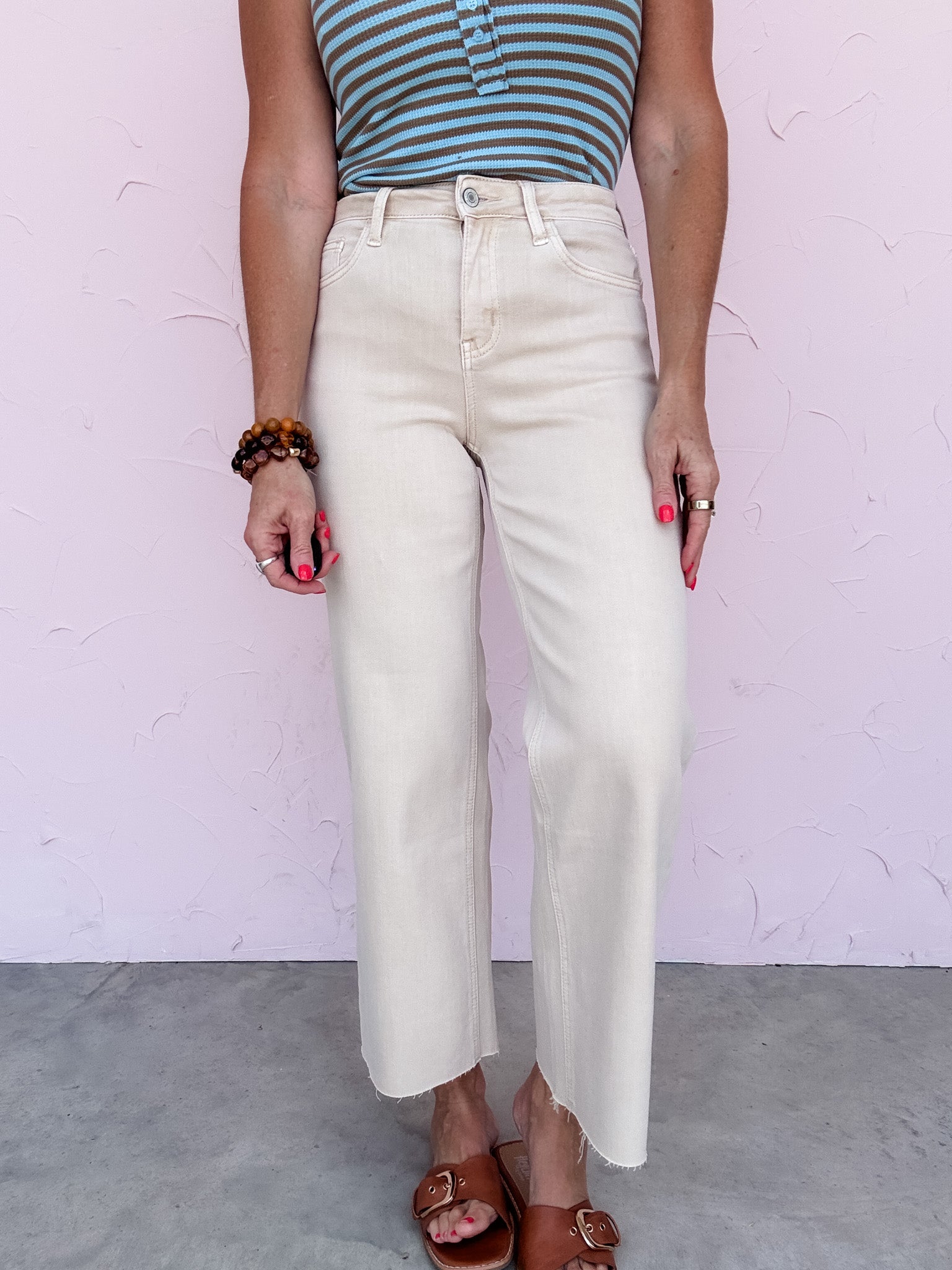 Soft Sand Wide Crop Jeans