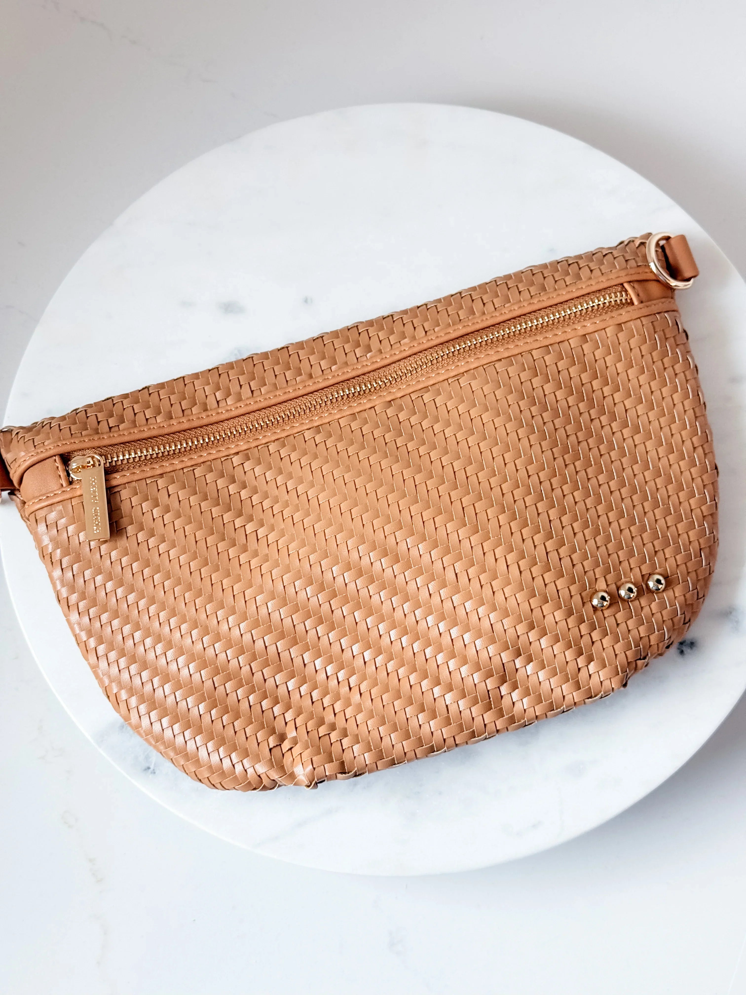 Diagonal Woven Westlyn Bum Bag - Brown