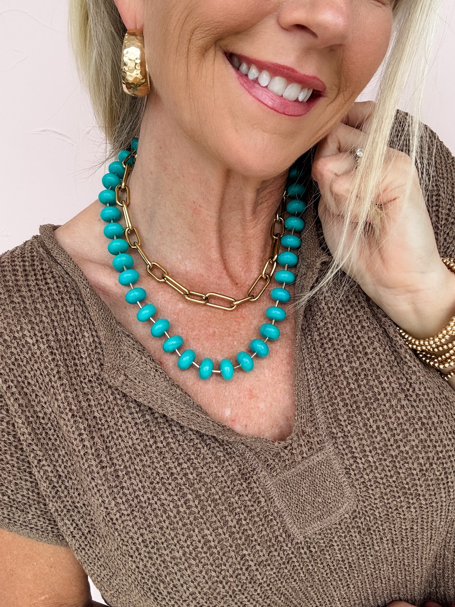 Turquoise Tide Beaded Necklace