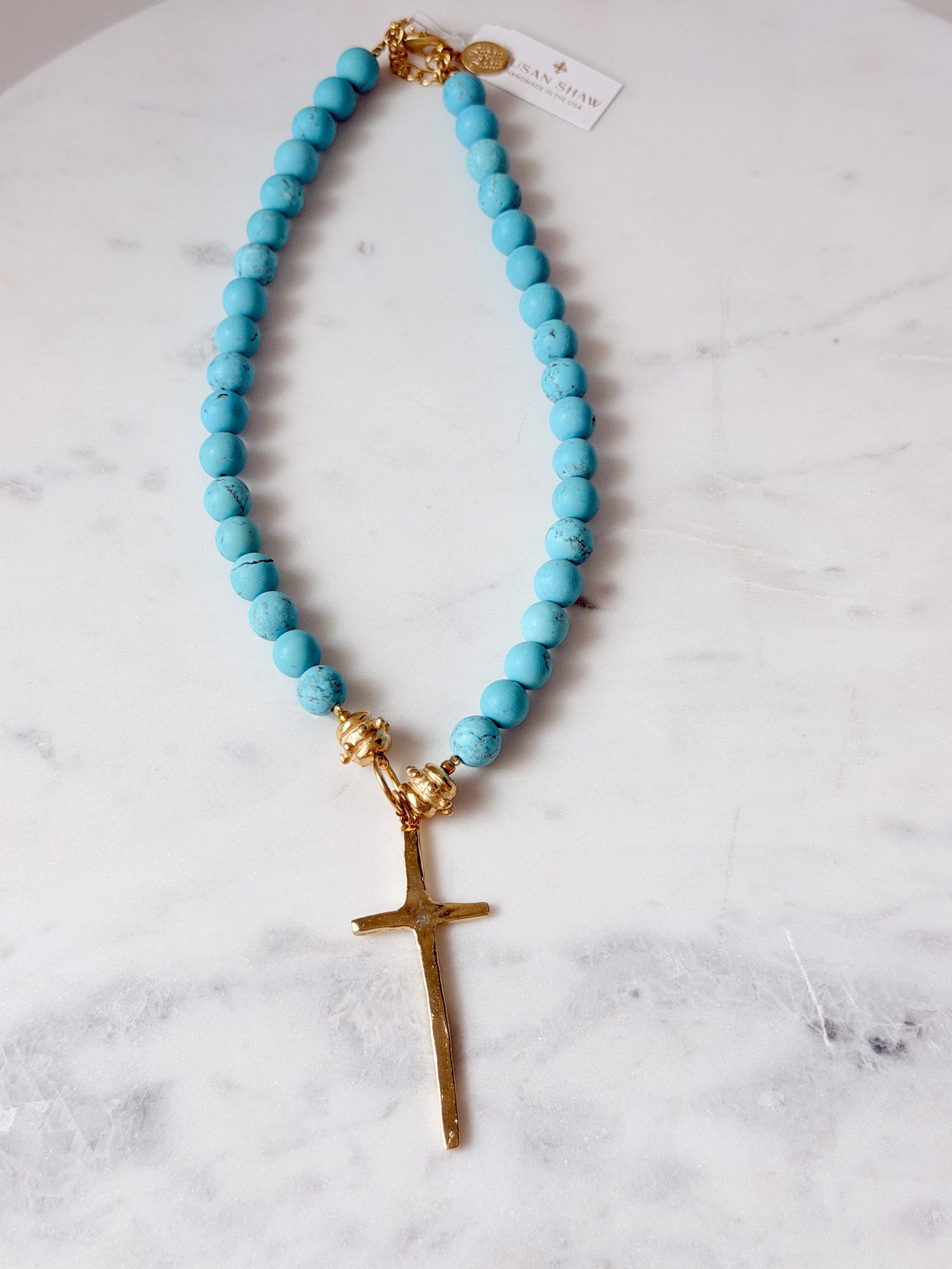 Turquoise Cross Pendant Necklace | Susan Shaw