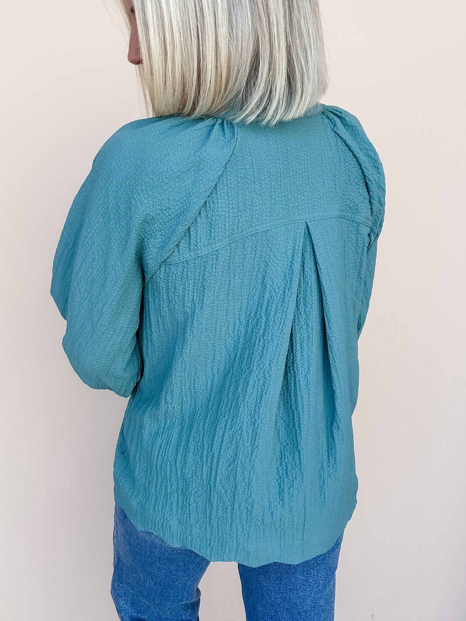Golden Thread Top | Deep Teal