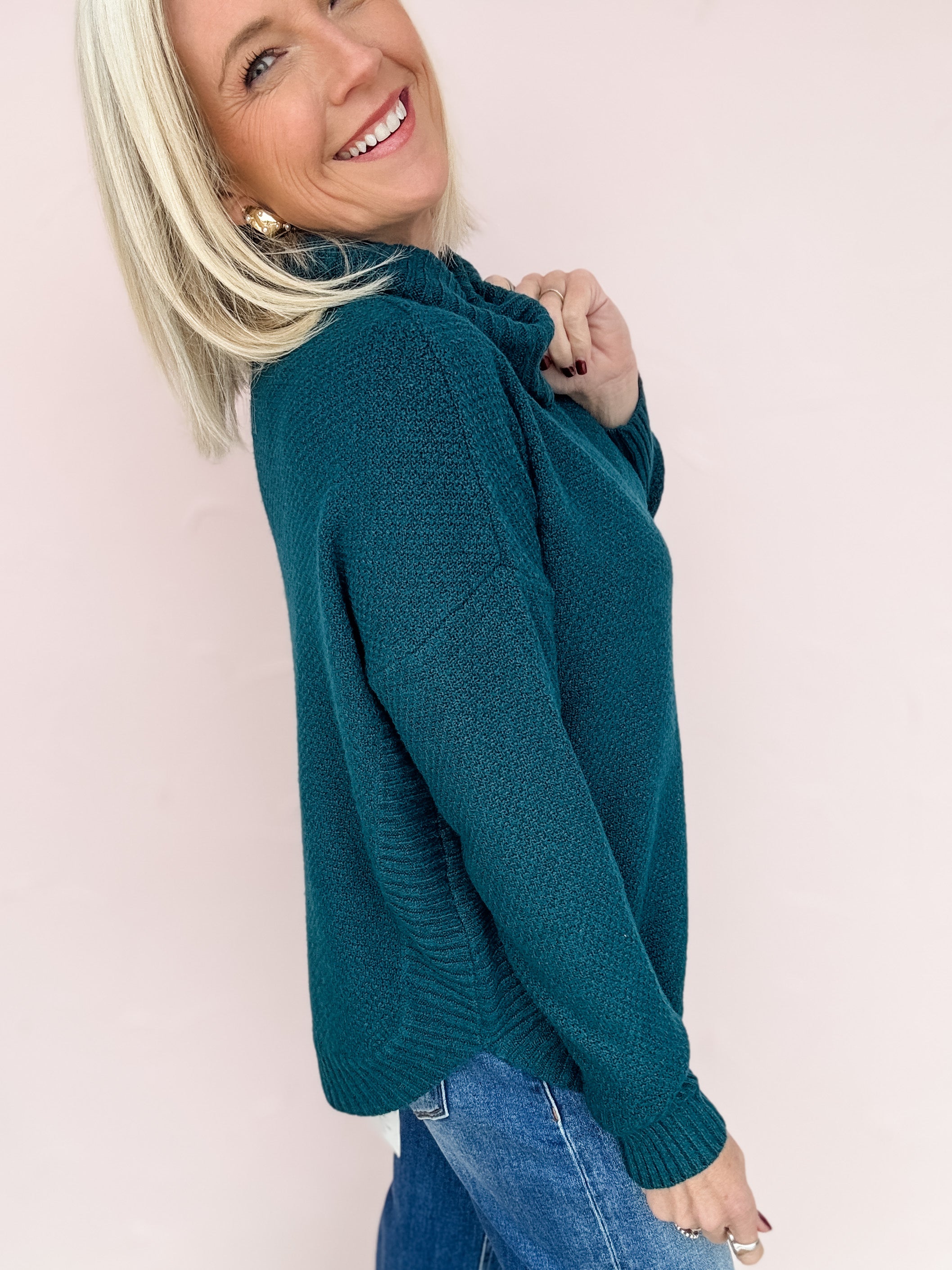 Teal Timber Waffle Knit