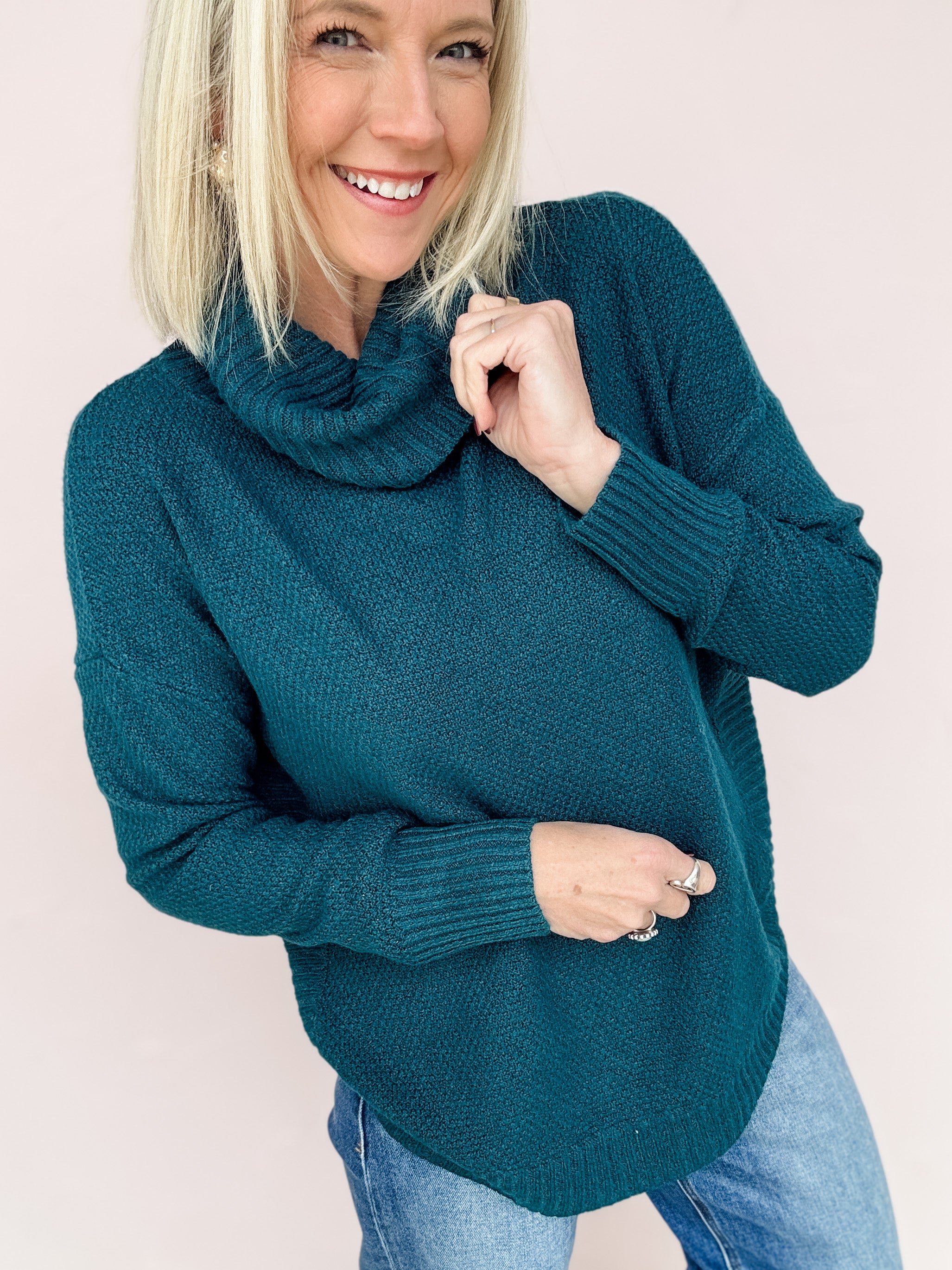 Teal Timber Waffle Knit