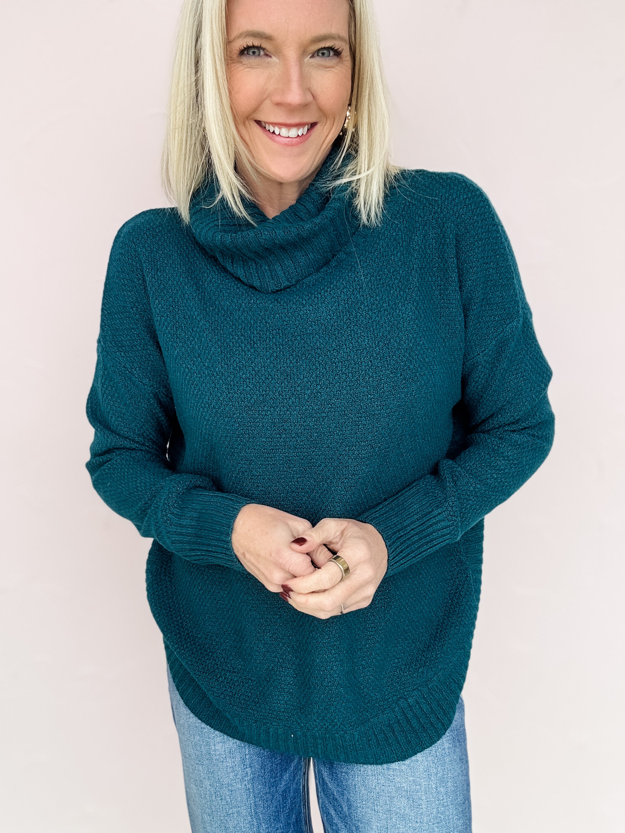 Teal Timber Waffle Knit