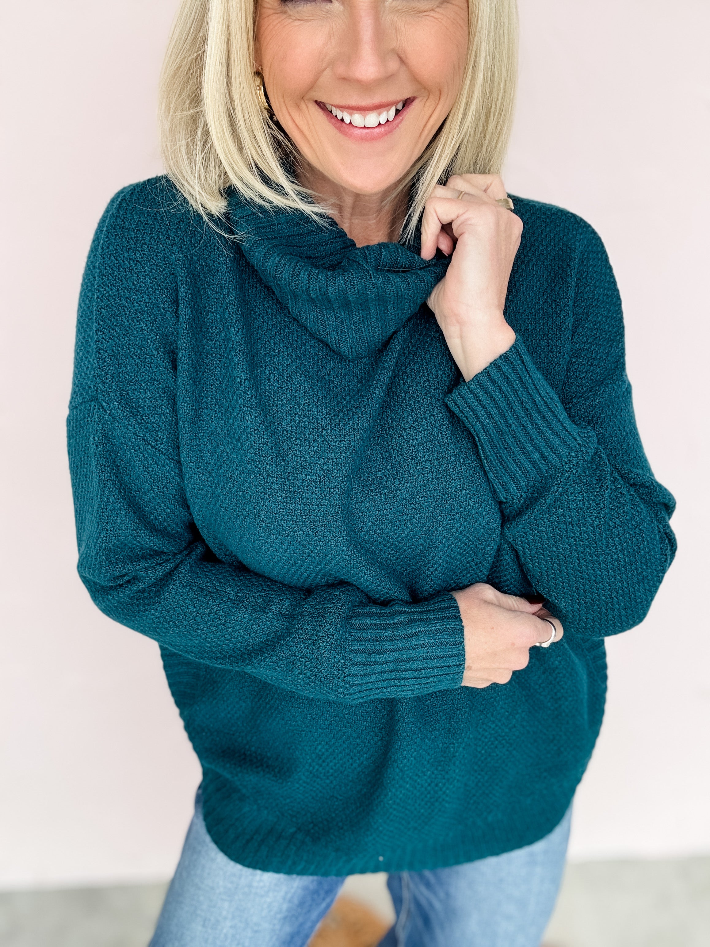 Teal Timber Waffle Knit