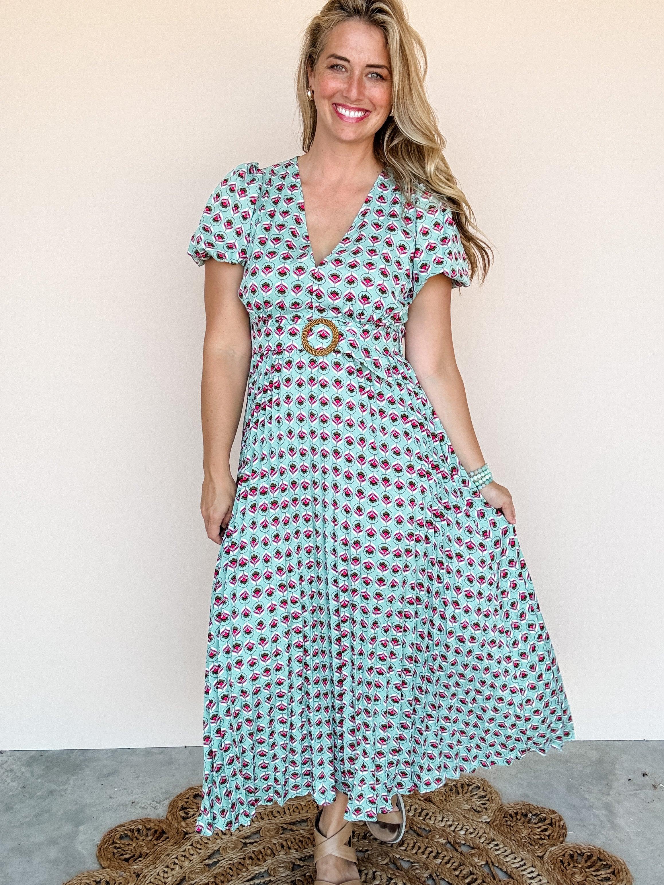 Whisked Away Pleated Dress- FINAL SALE