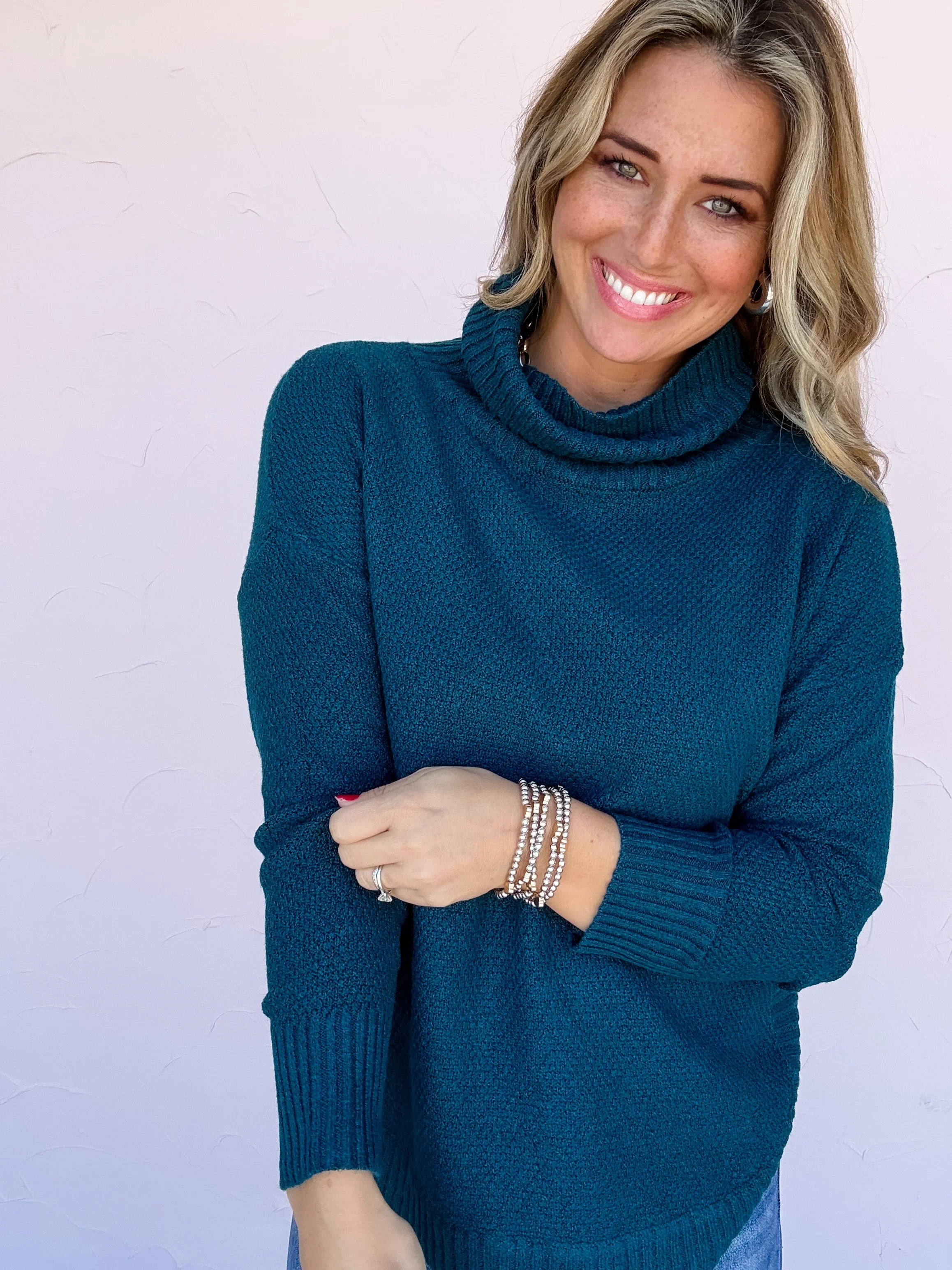 Teal Timber Waffle Knit