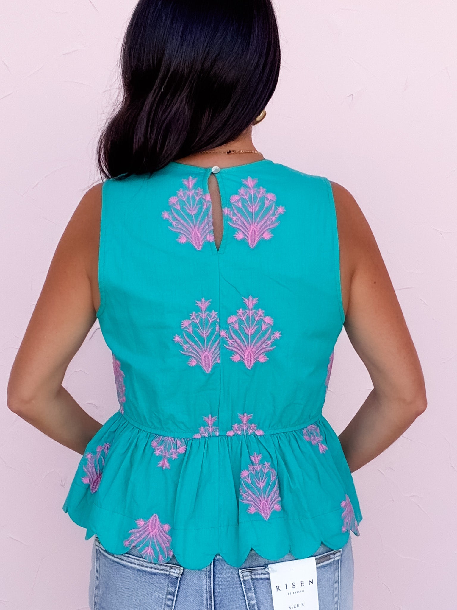 Pink Palms Peplum Top