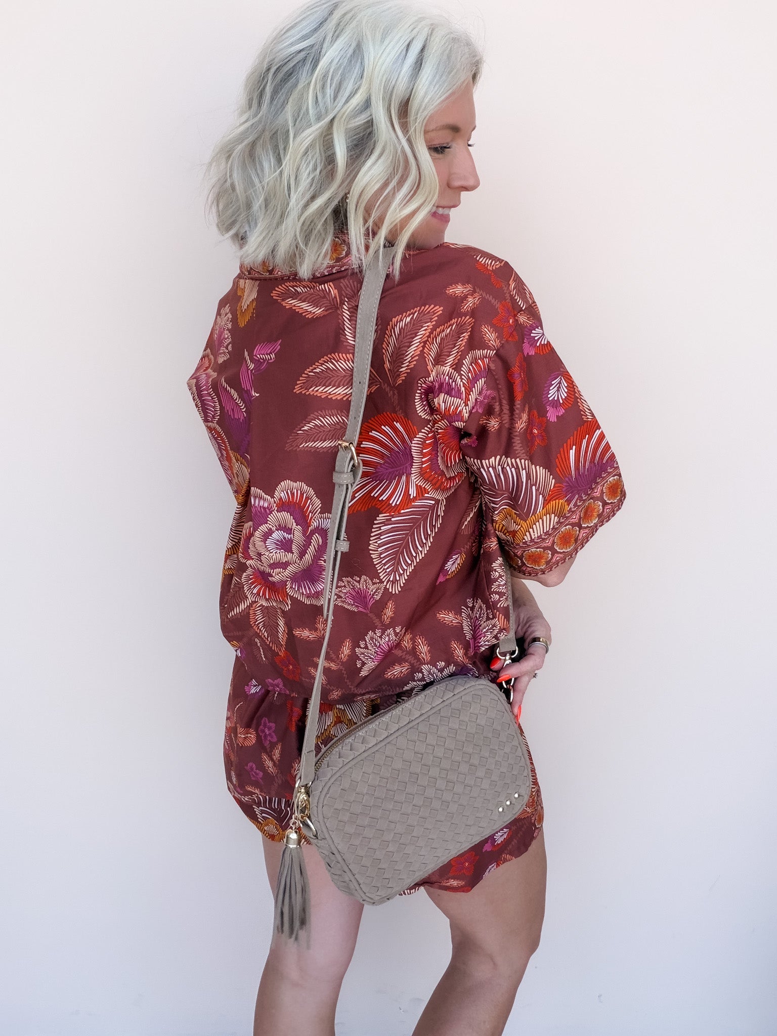 Suede Woven Willow Camera Crossbody Bag